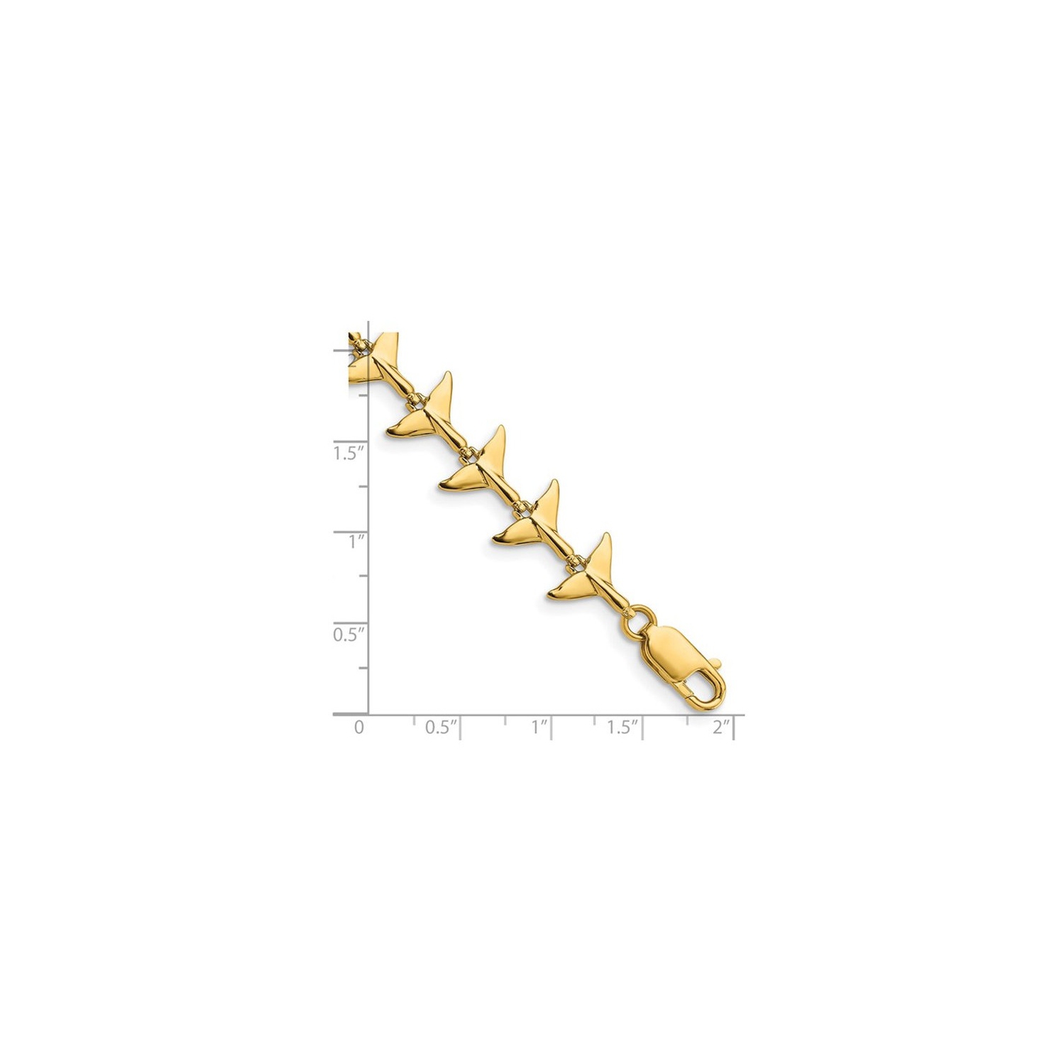 Ladies 14K Yellow Gold Whlae Tail Link Bracelet