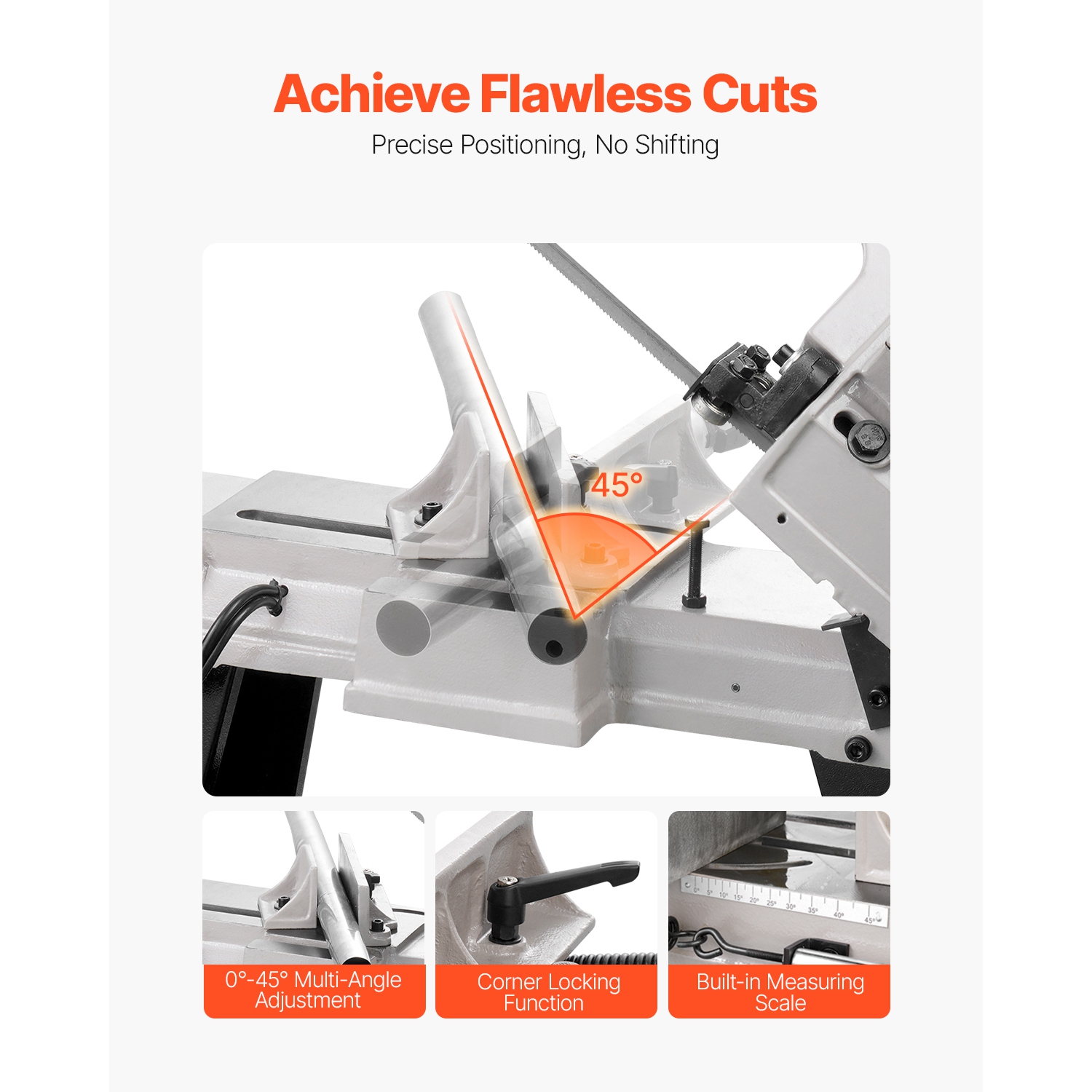 VEVOR 4 in x 6 in Metal Horizontal Band Saw, Rectangular, 110V Metal Vertical Cutting Bandsaw with 550W Motor, 0-45° Angle Adjustment, Variable