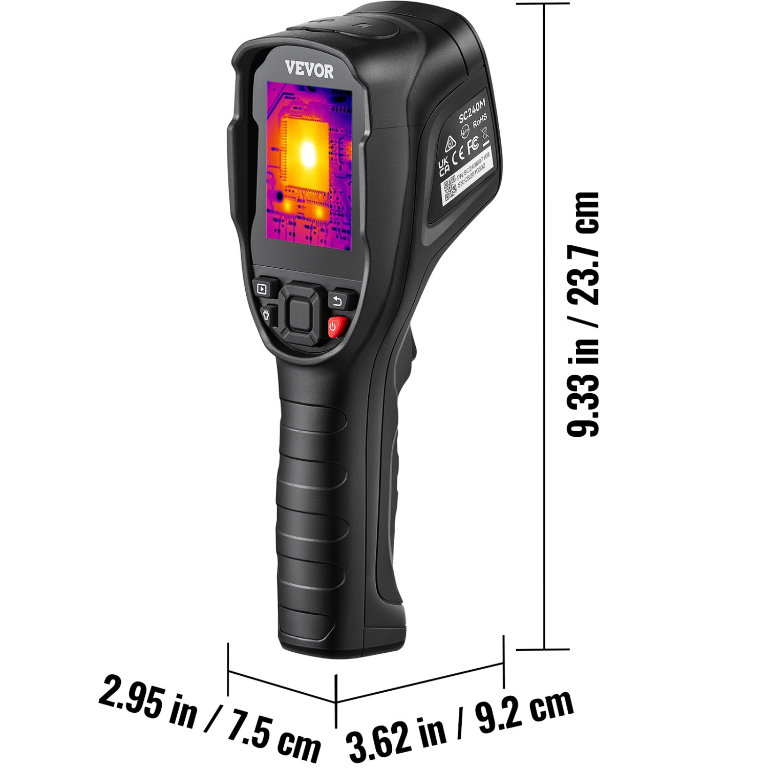 VEVOR 2MP Thermal Imaging Camera, 320 x 240 Pixels Super Resolution Camera, 25Hz Refresh Rate Infrared Camera with -4℉~1022℉ Temp, 64G SD Card and