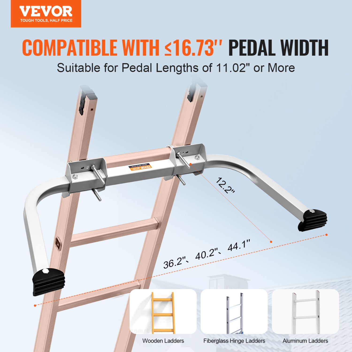 VEVOR 330 lbs Ladder Stabilizer, Extension Ladder Standoff, Heavy Duty Wing Span/Wall Ladder Accessories for Roof Gutter, Easy to Use & Wide