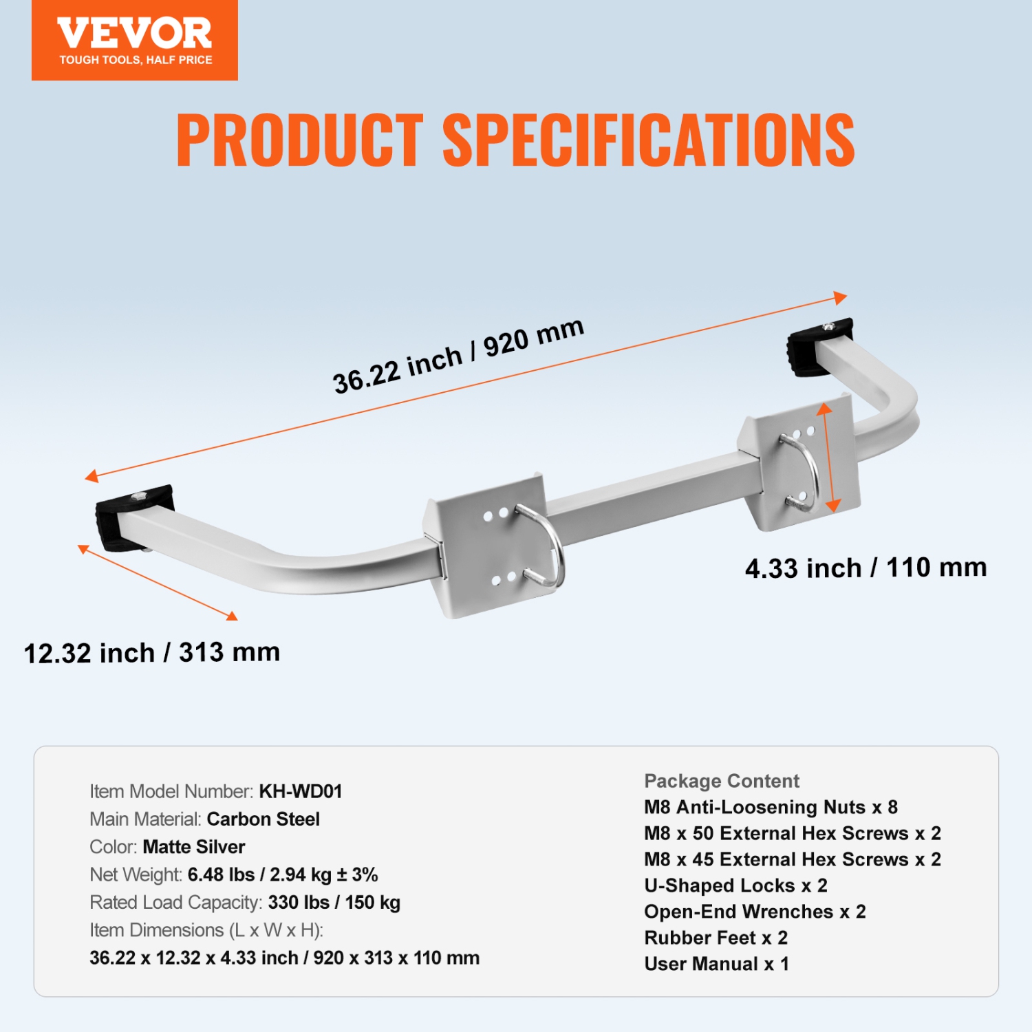 VEVOR 330 lbs Ladder Stabilizer, Extension Ladder Standoff, Heavy Duty Wing Span/Wall Ladder Accessories for Roof Gutter, Easy to Use & Wide