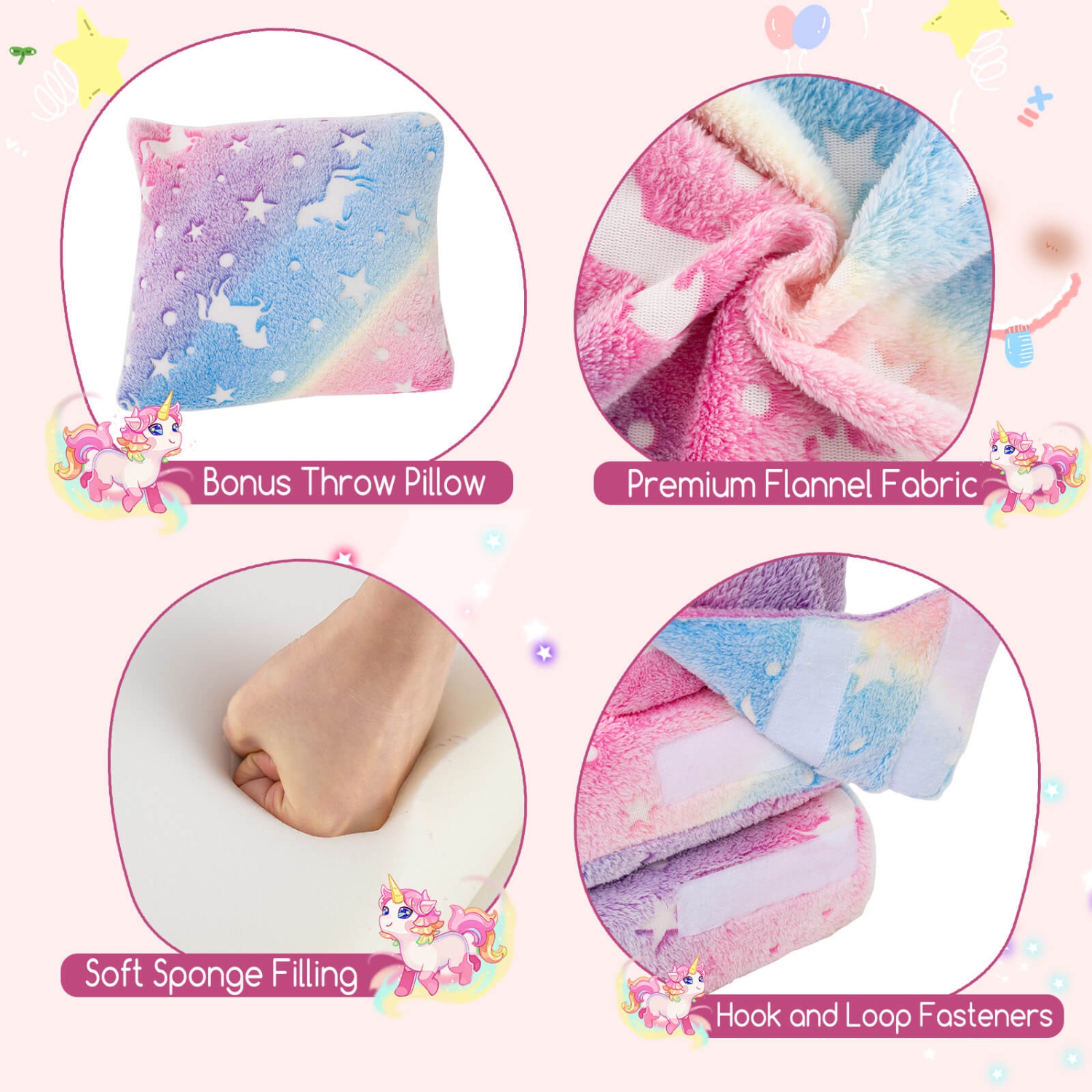 Costway Kids Folding Sofa Bed Floor Mattress with Throw Pillow & Machine Washable Cover Gray/Multicolor