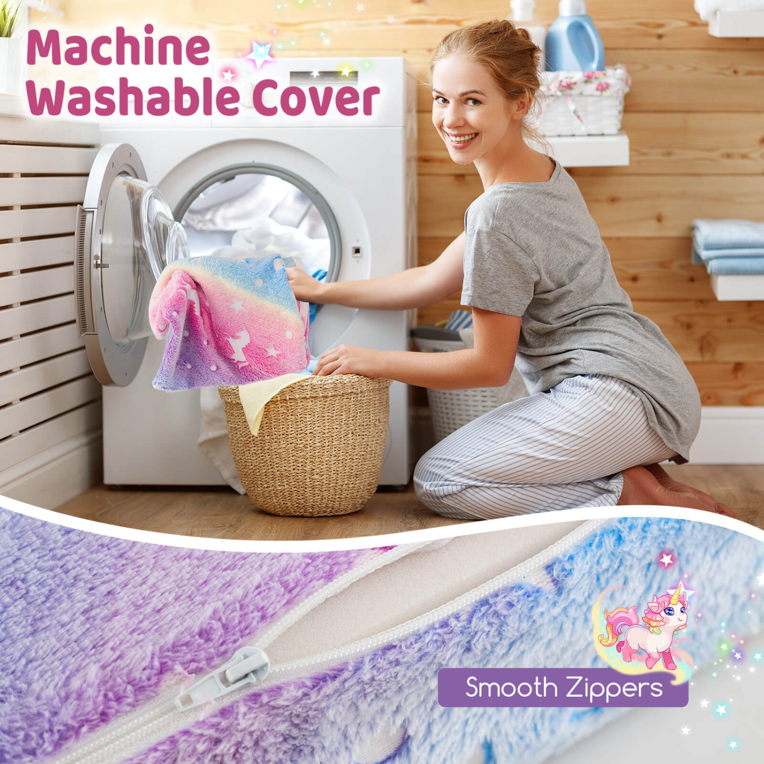 Costway Kids Folding Sofa Bed Floor Mattress with Throw Pillow & Machine Washable Cover Gray/Multicolor