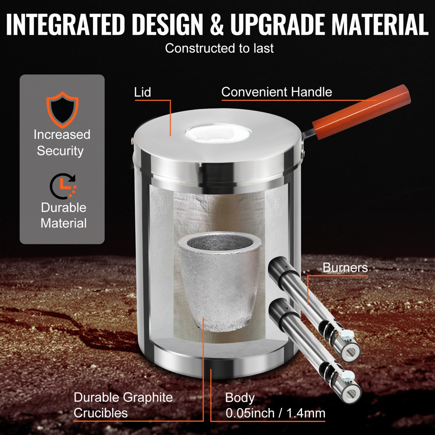 VEVOR 12KG Propane Melting Furnace Kit, Large Capacity Foundry Home Kilns,Stainless Steel Smelter, Blacksmithing Forge with Crucible an Tongs Kiln,