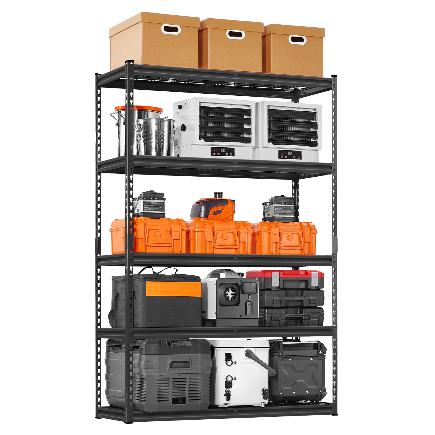 VEVOR – Tablettes de rangement 18 prof. X 48 larg. X 72 haut., 2500&nbsp;lb, étagère de garage robuste à 5 niveaux, tablettes en métal réglables pour