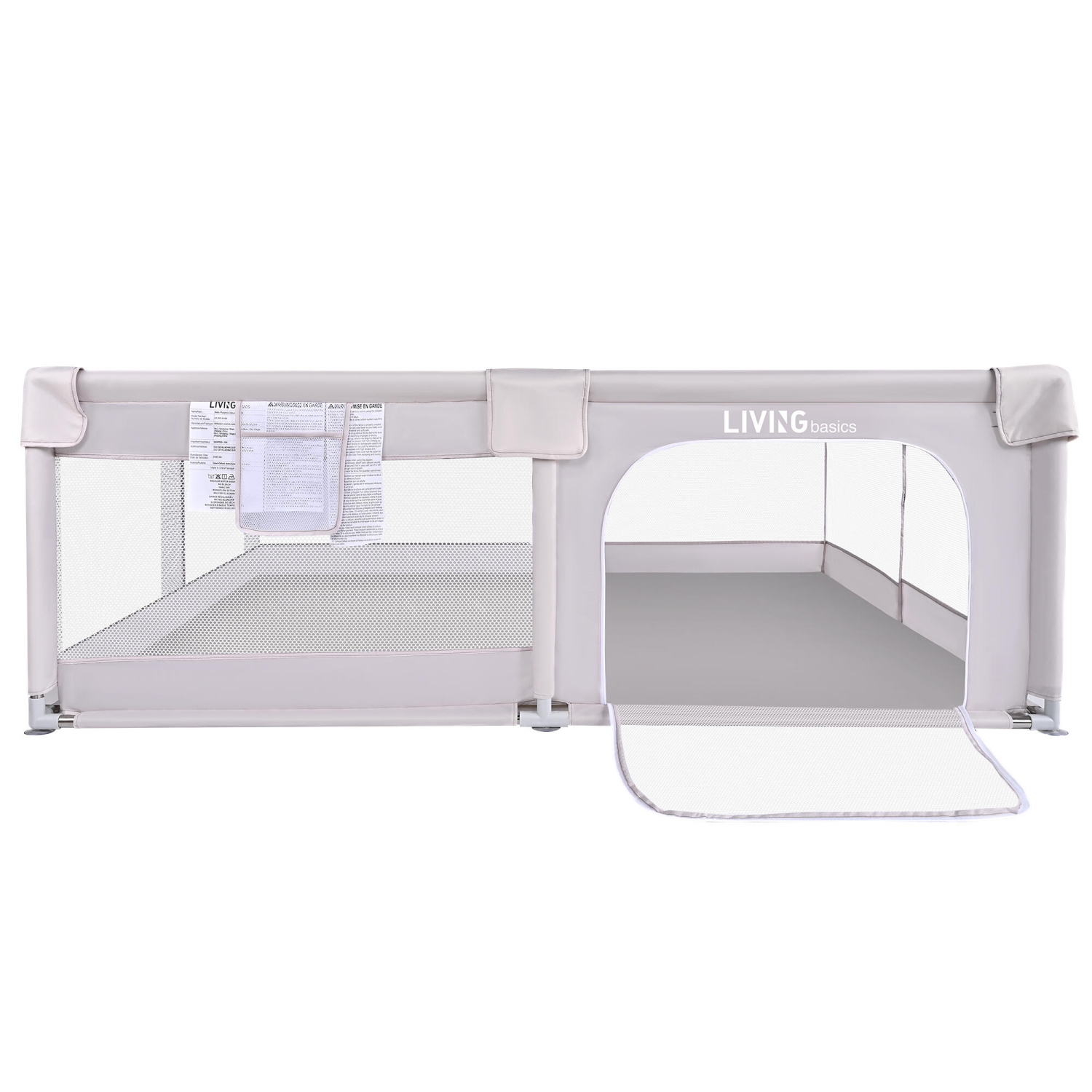 Très grand parc pour bébé de 73 x 61 po, centre d'activités pour enfants avec porte à fermeture à glissière et filet respirant, parc robuste