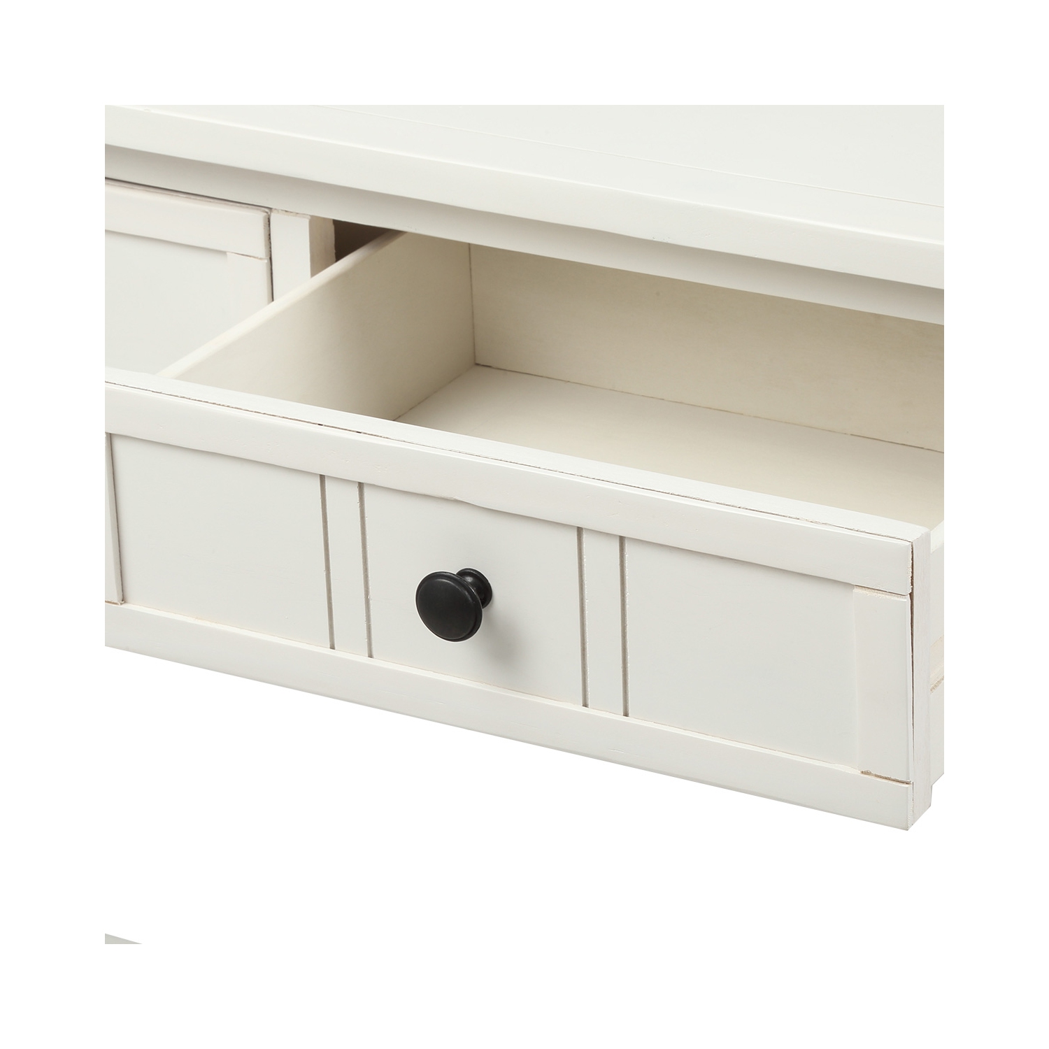 Kepooman Console Table Traditional Design with Two Drawers and Bottom Shelf - White