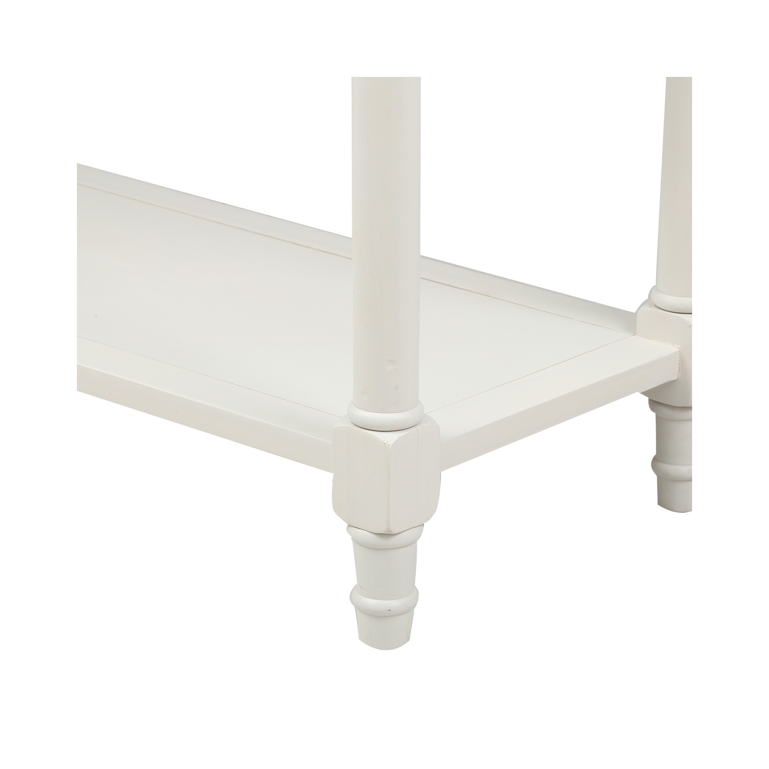 Kepooman Console Table Traditional Design with Two Drawers and Bottom Shelf - White