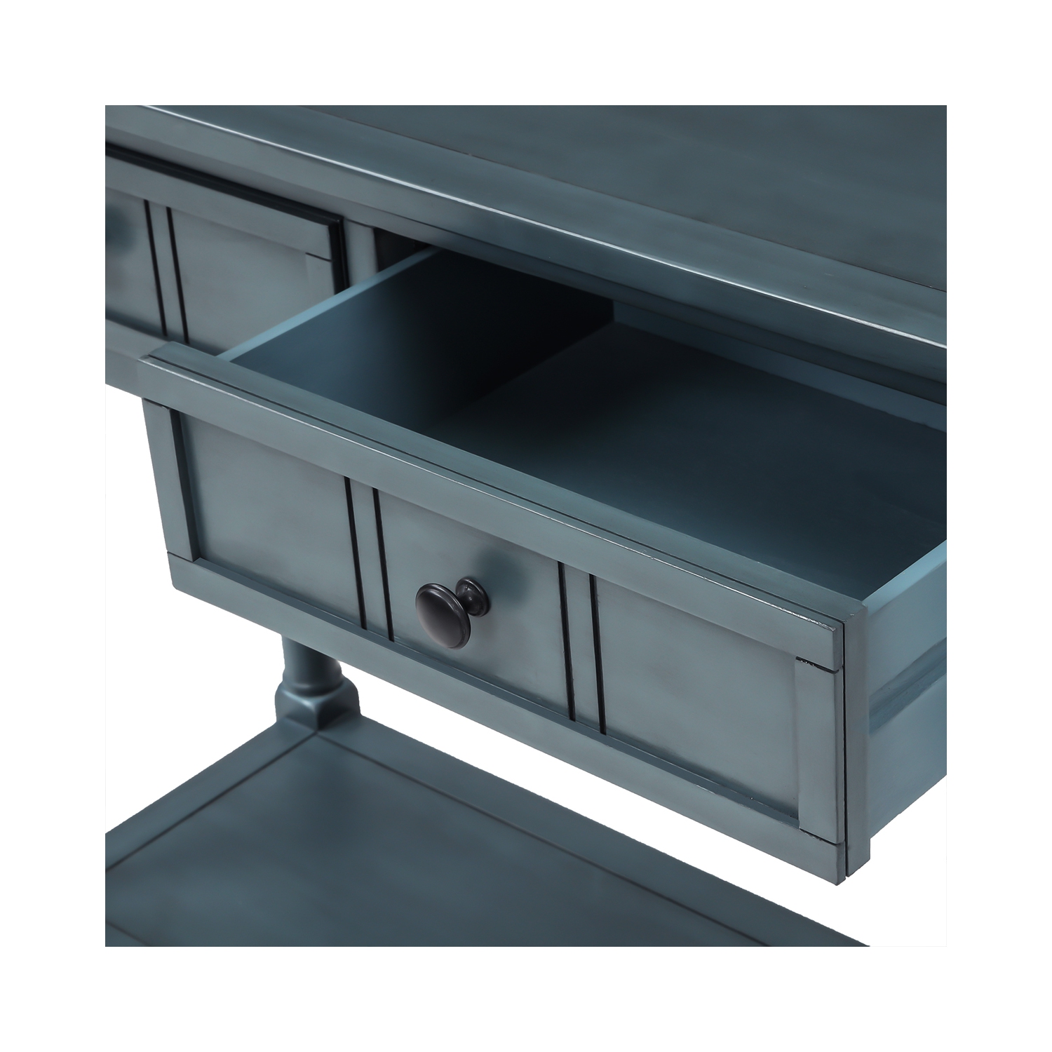 Kepooman Console Table Traditional Design with Two Drawers and Bottom Shelf - Navy