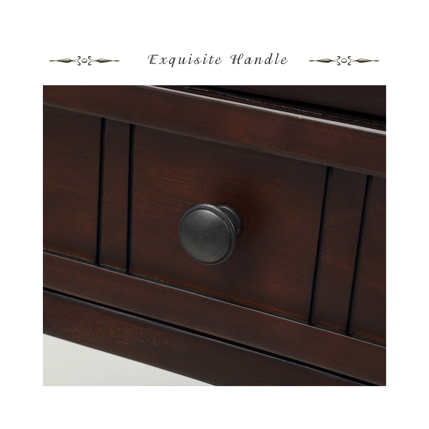 Kepooman Console Table Traditional Design with Two Drawers and Bottom Shelf - Espresso