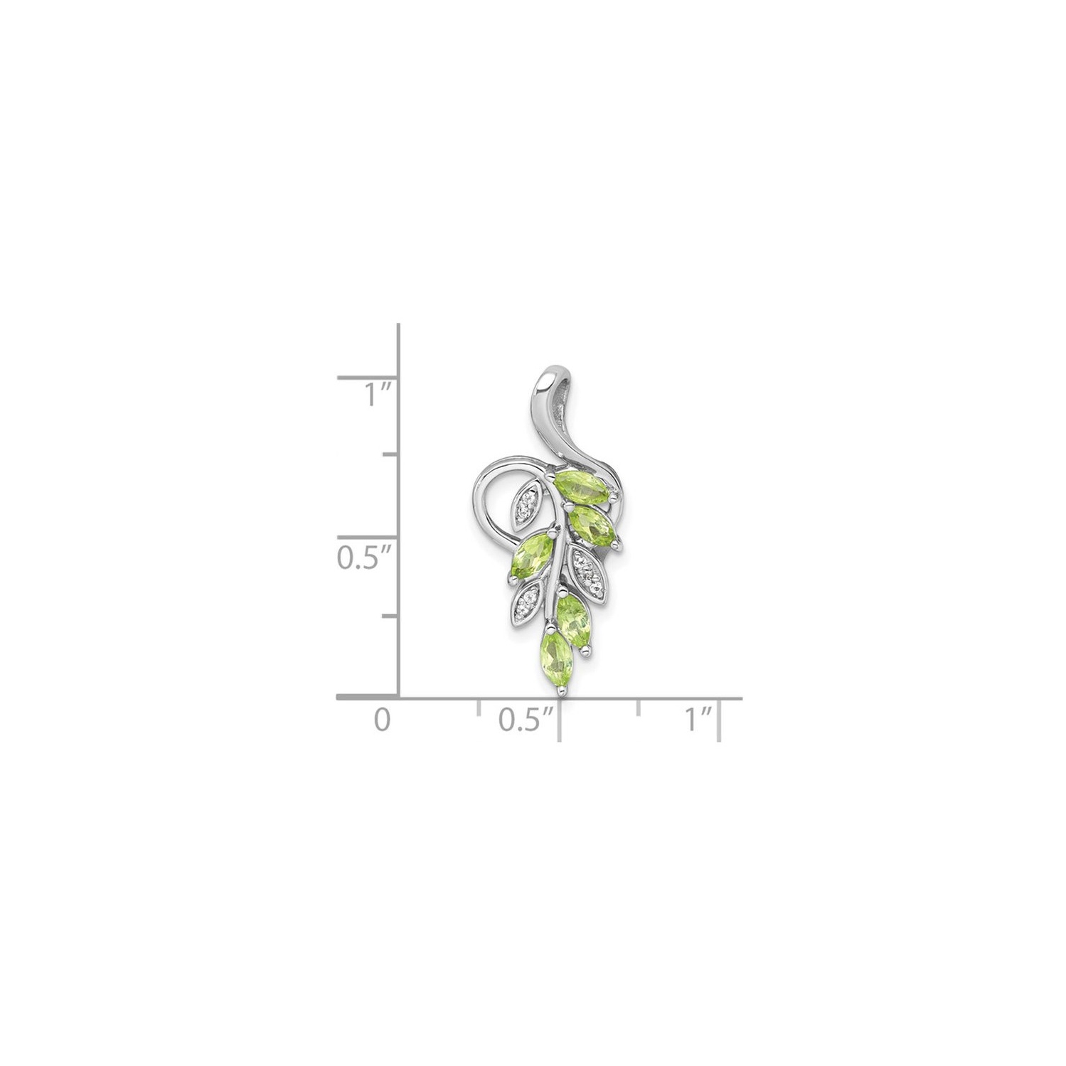 4/5 Carat Peridot and White Topaz Leaves Pendant Necklace in Sterling Silver with Chain