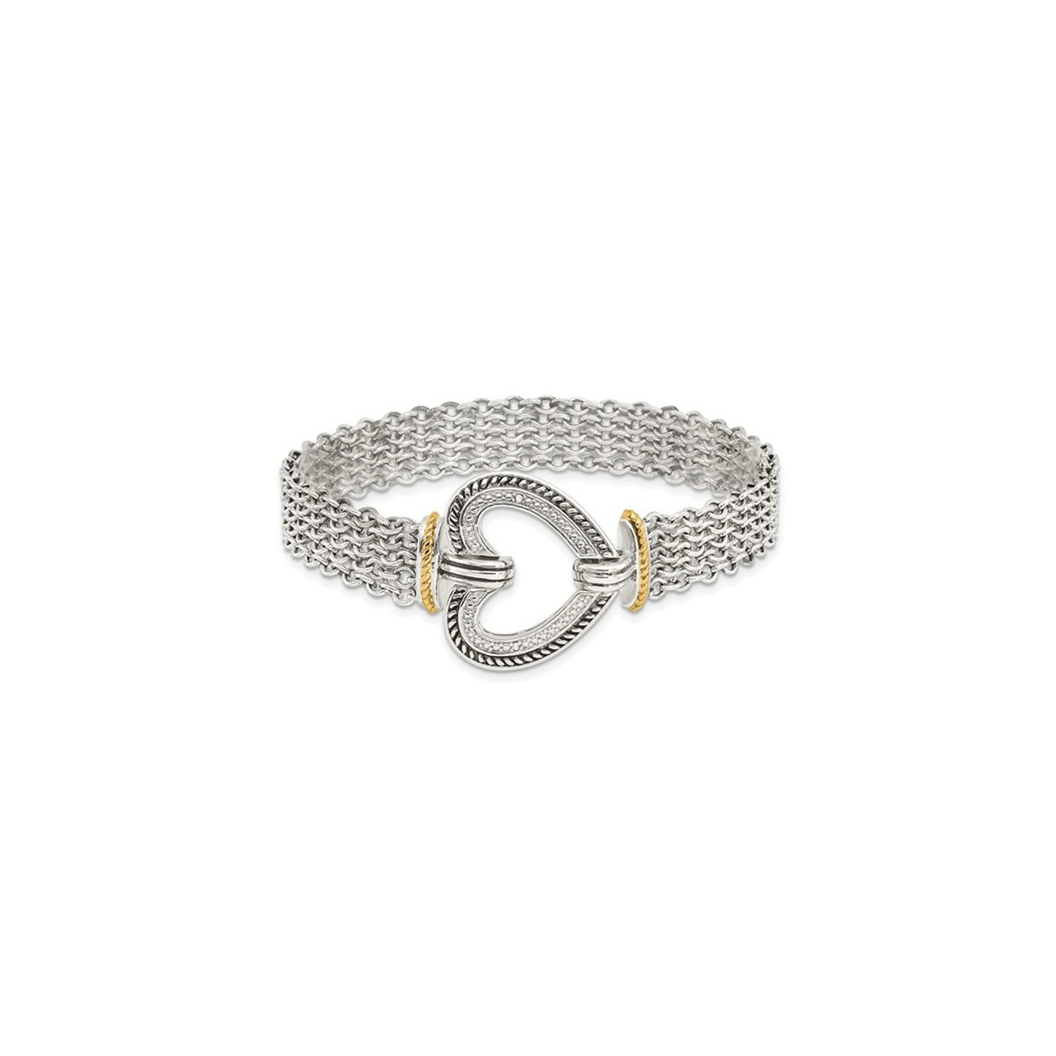 Bracelet en argent sterling avec coeur antique