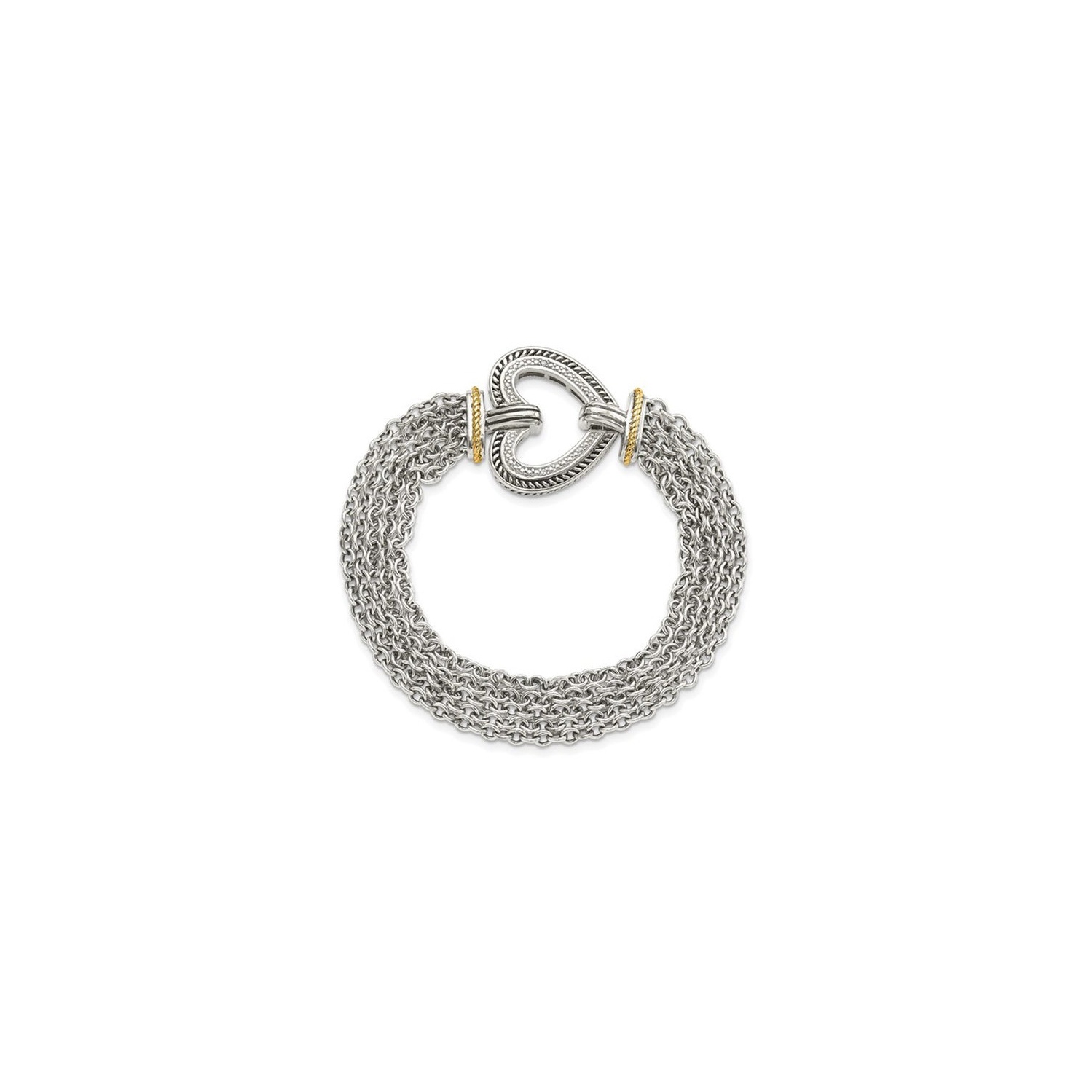 Bracelet en argent sterling avec coeur antique