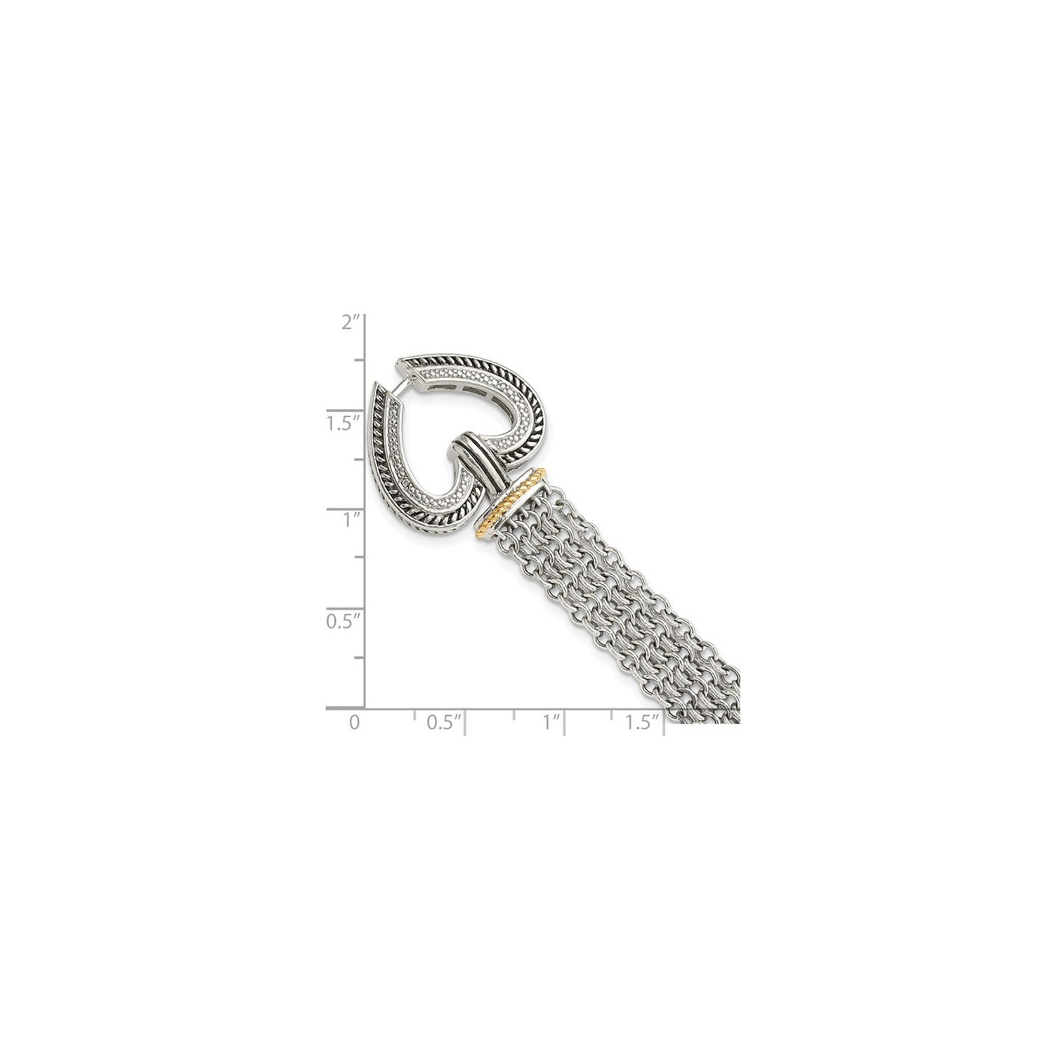 Bracelet en argent sterling avec coeur antique