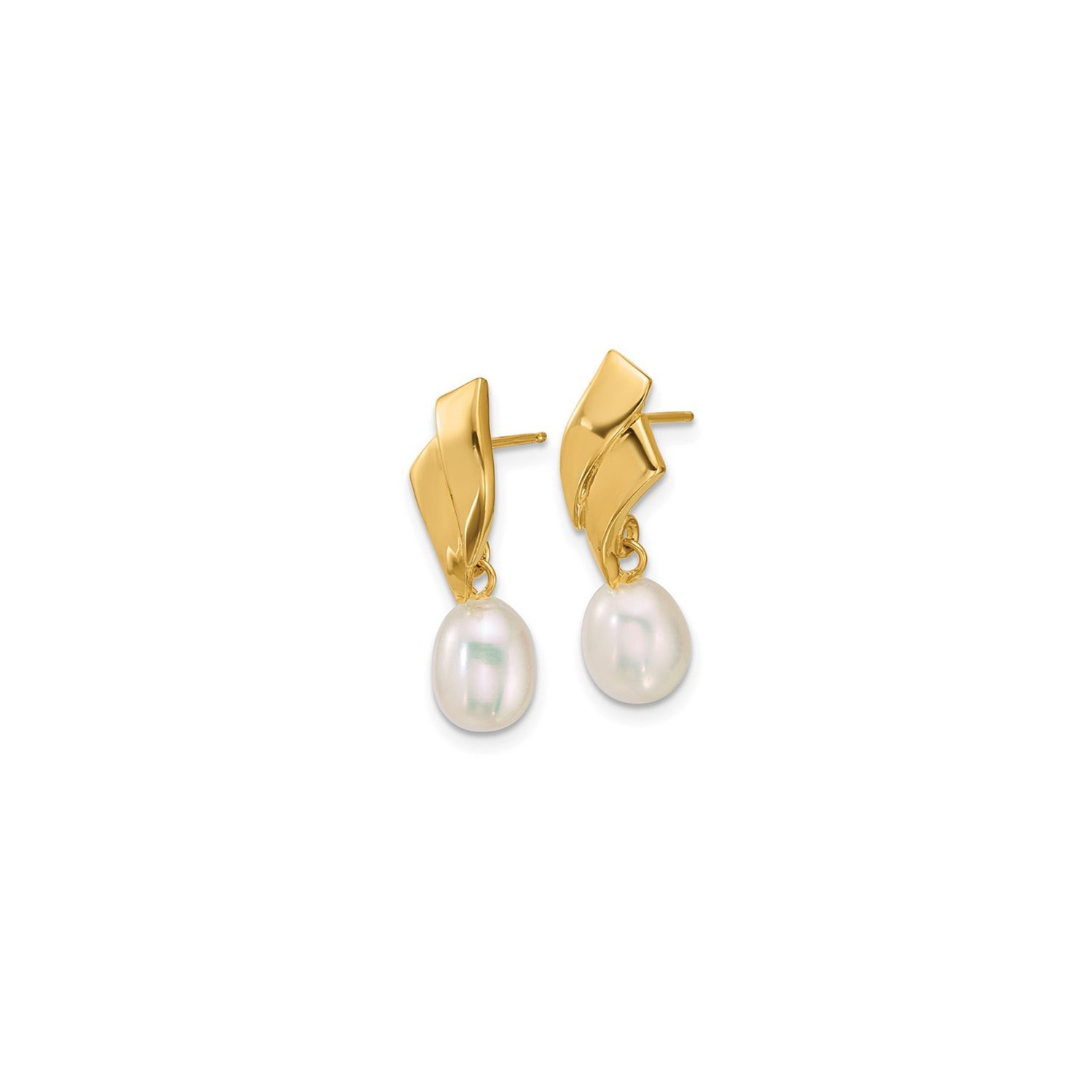 14K Yellow Gold Freshwater Cultured Pearl 5-7mm Dangle Earrings