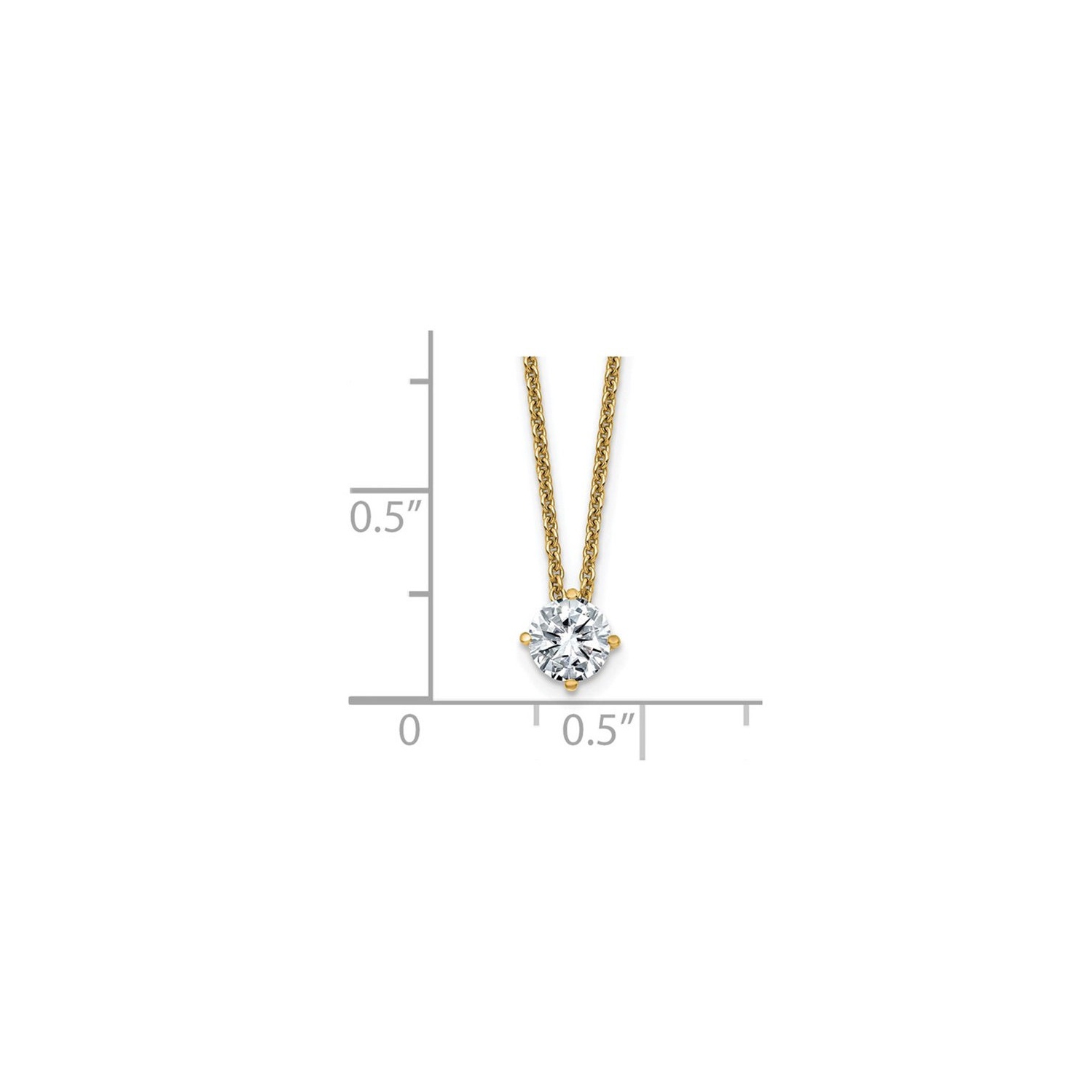 0.44 Carat 5.0mm Moissanite Solitaire Pendant Necklace in 14K Yellow Gold with Chain