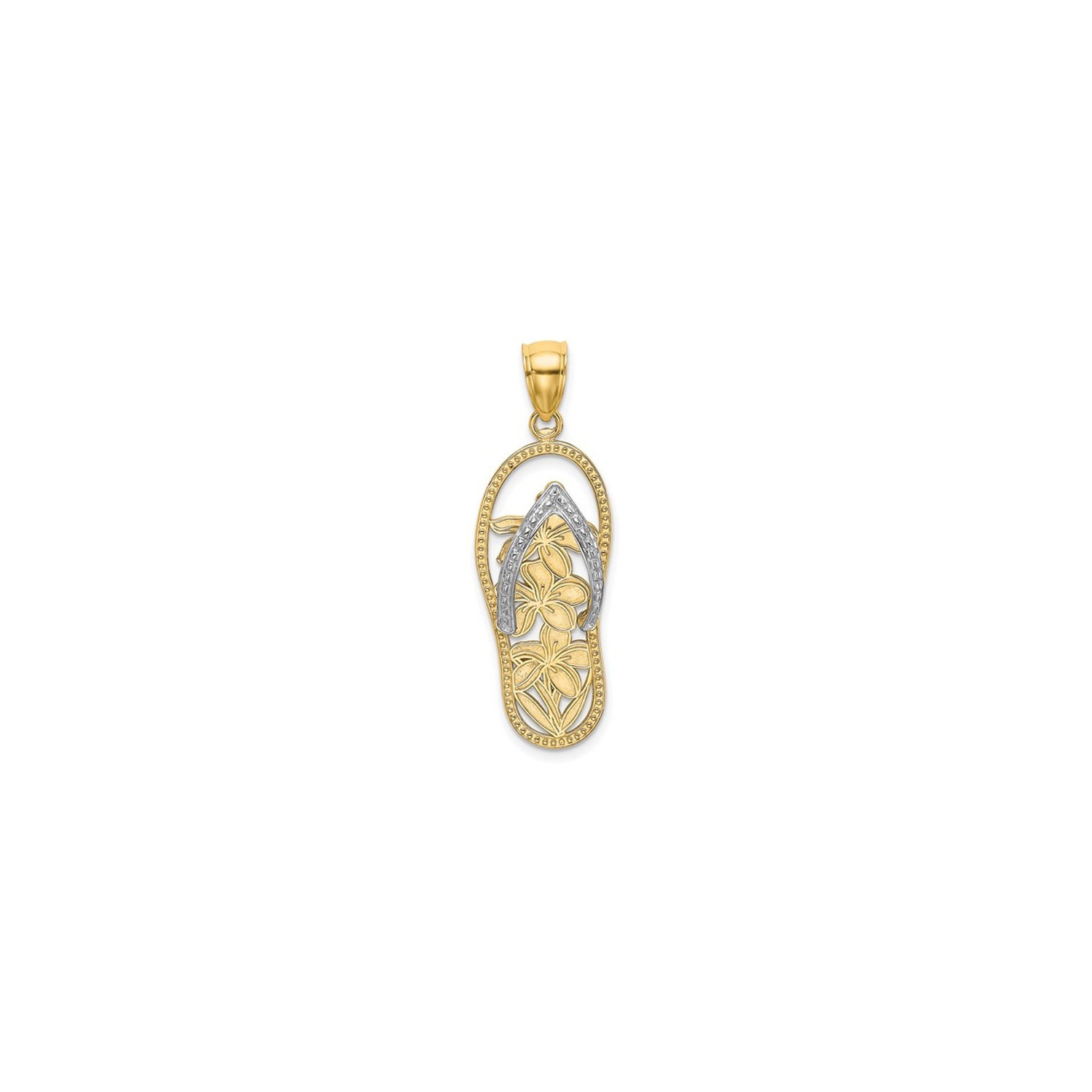 Pendentif en forme de fleur en forme de sandale en or jaune 14 K