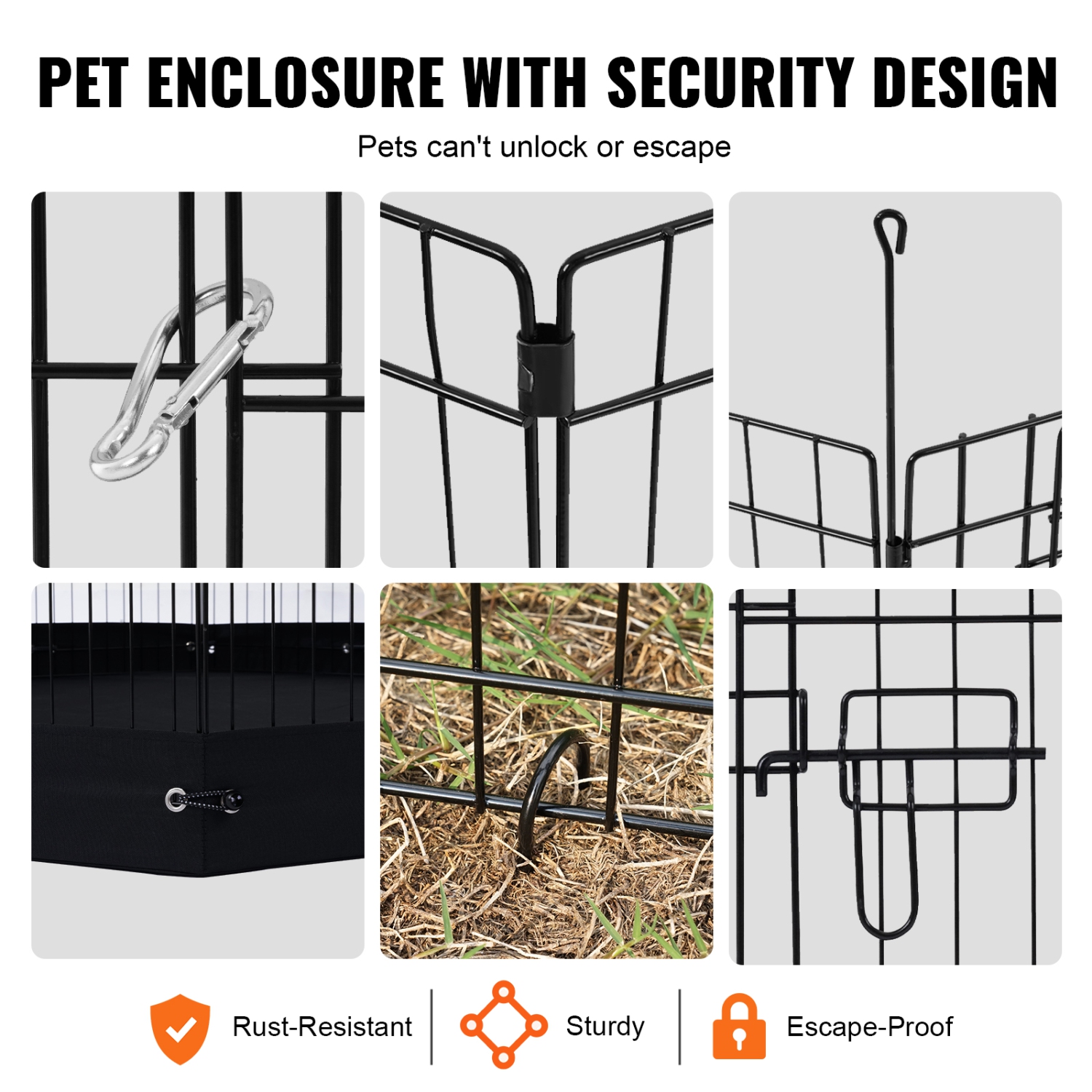 VEVOR 8 Pcs 30"H x 24"W Panels Foldable Metal Pet Exercise Pen,Dog Fence Indoor and Outdoor with Door,600D Oxford Fabric Bottom Pad,Pet Playpen for