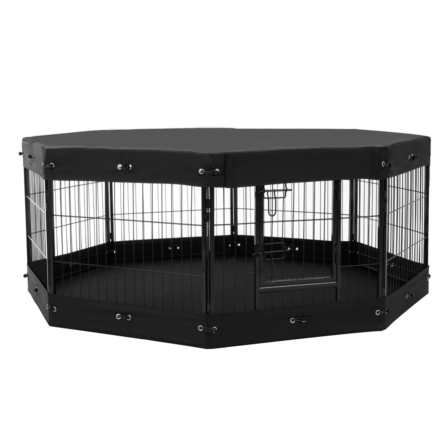 VEVOR 8 Pcs Dog Playpen,24 x 24 in Panels Foldable Metal Pet Exercise Pen,Indoor and Outdoor with Door,Storage Bag, Top Cover and Bottom Pad,for