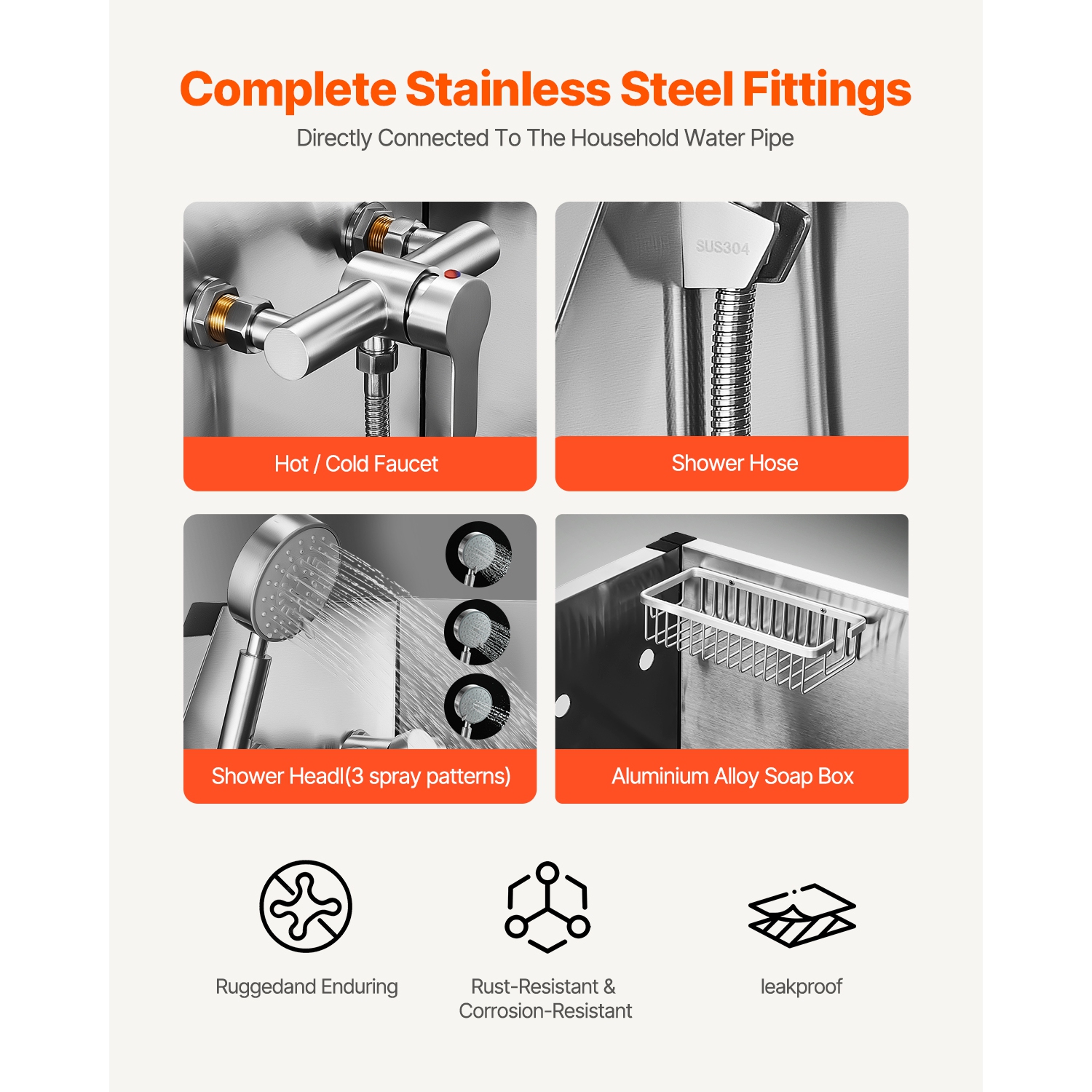 VEVOR 50 inch Pet Grooming Tub w/ Stairs, Stainless Steel Dog Washing Station, PE Water Filter Board, Faucet & Showerhead & Soap Holder Dog Bathtub