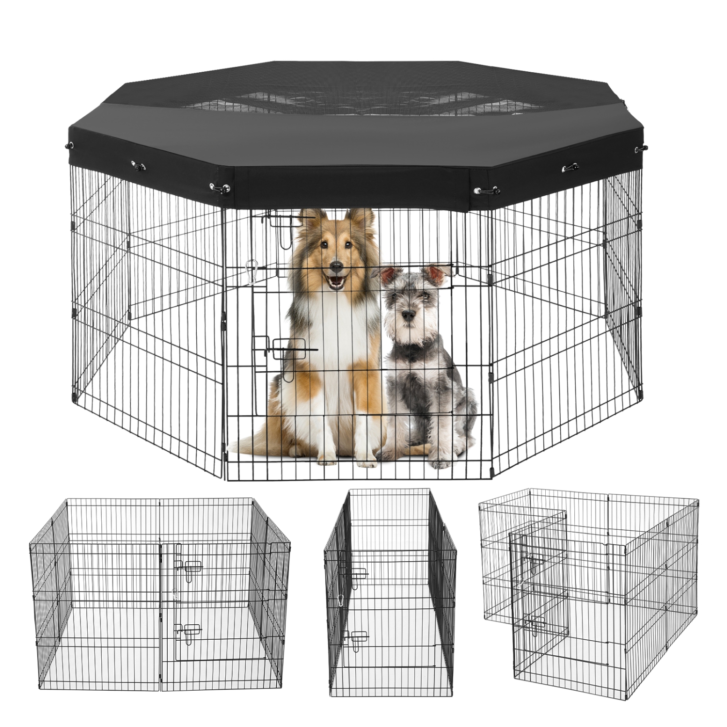 VEVOR 8 Pcs 30"H x 24"W Panels Foldable Metal Pet Exercise Pen,Dog Fence Indoor and Outdoor with Door,600D Oxford Fabric Top Cover, Pet Playpen for
