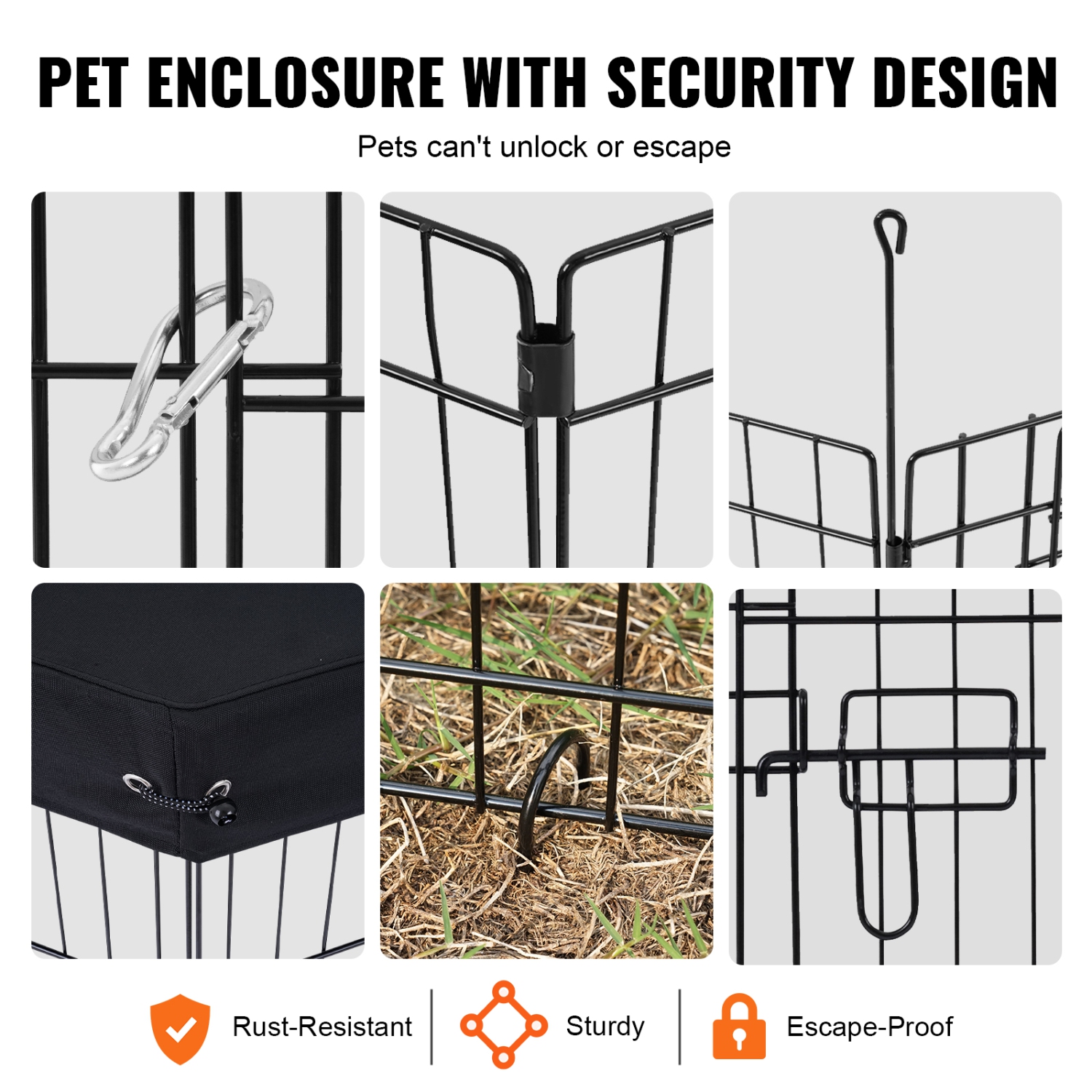 VEVOR 8 Pcs 30"H x 24"W Panels Foldable Metal Pet Exercise Pen,Dog Fence Indoor and Outdoor with Door,600D Oxford Fabric Top Cover, Pet Playpen for