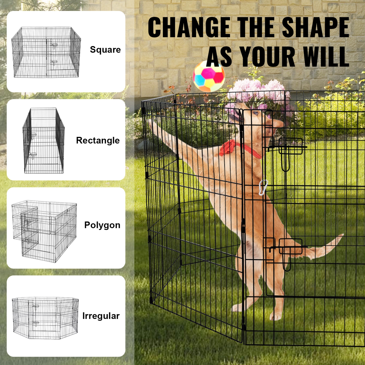 VEVOR 8 Pcs 30"H x 24"W Panels Foldable Metal Pet Exercise Pen,Dog Fence Indoor and Outdoor with Door,600D Oxford Fabric Top Cover, Pet Playpen for