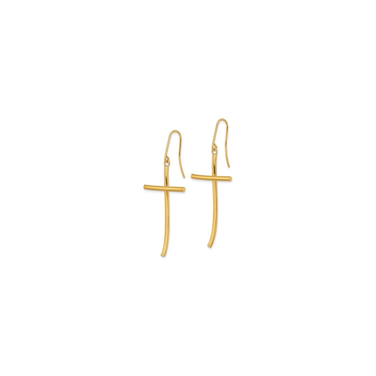 10K Polished Yellow Gold Cross Dangle Earrings