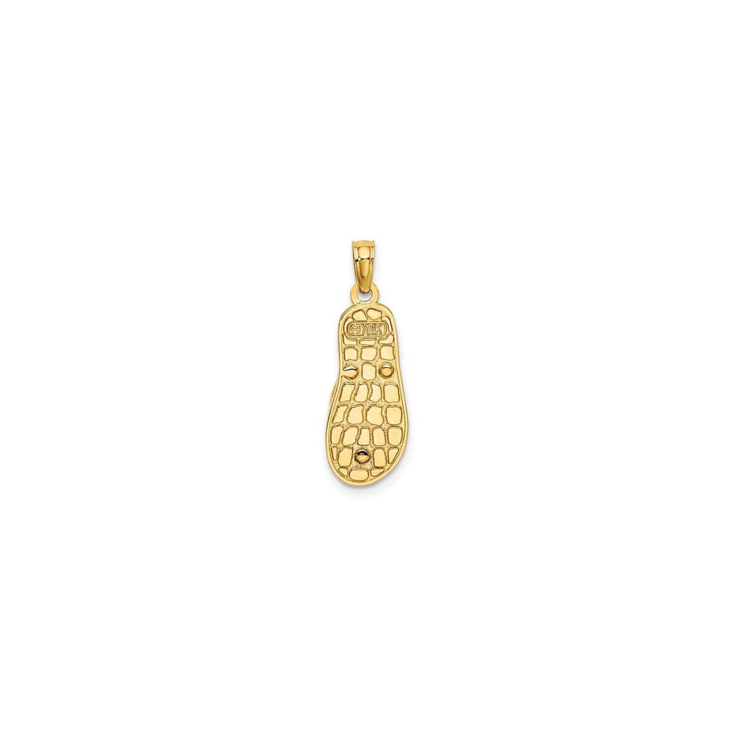 14K Yellow Gold Flip-Flop Sandal Charm Pendant with Checkered Enamel