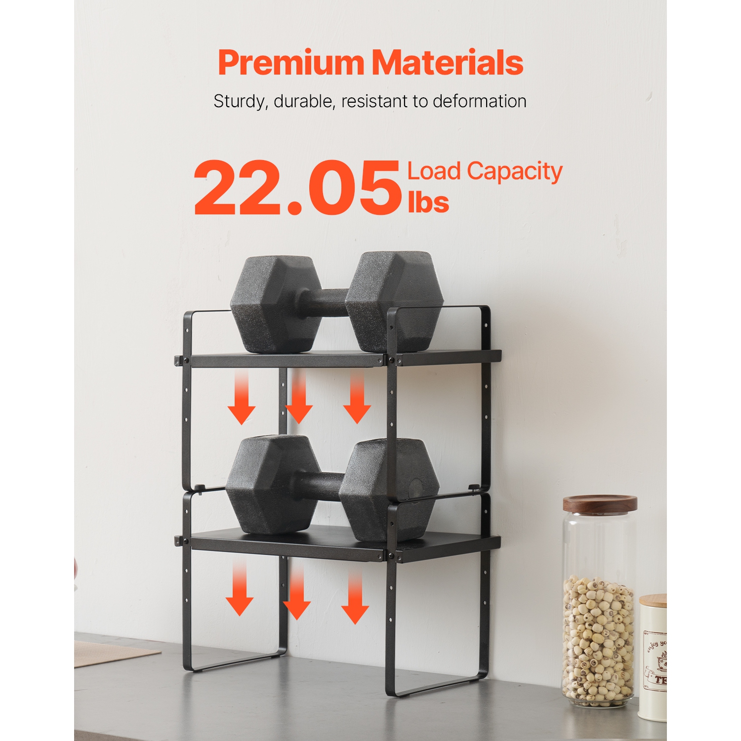 VEVOR Adjustable Kitchen Cabinet Shelf Organizer, Expandable 2 Tier Cabinet Shelf, Stackable Countertop Organizers and Storage Shelf Risers, Pantry