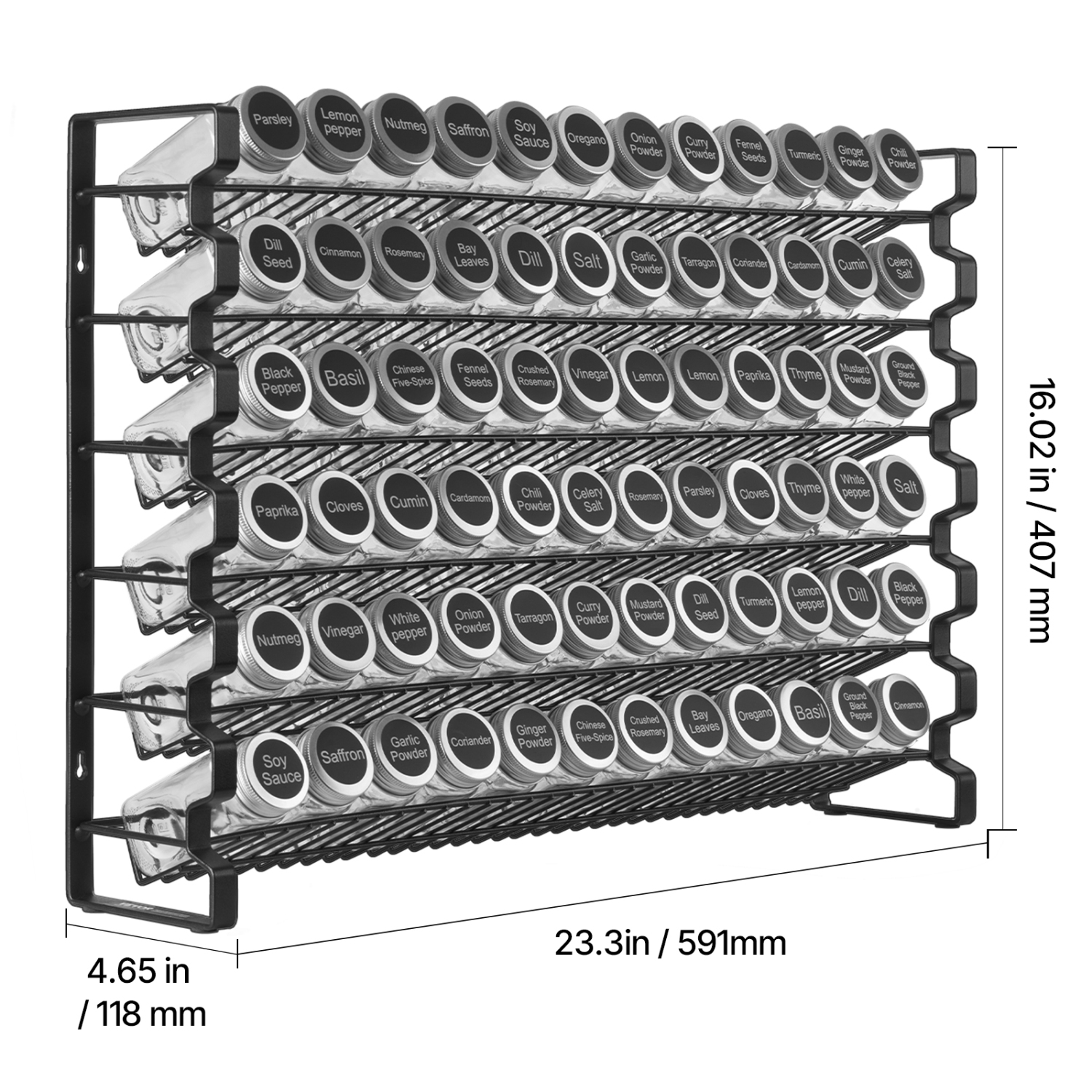 VEVOR 23x16 in Spice Rack Organizer for Cabinet, Spice Organizer with 72 Empty Spice Jars, Lids, Spice Labels, and Funnel Complete Set, Seasoning