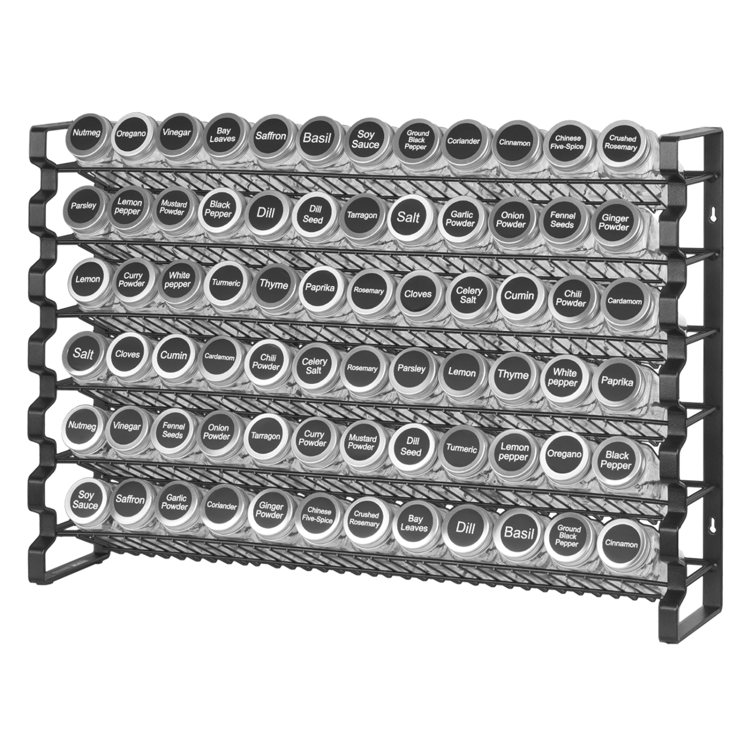 VEVOR 23x16 in Spice Rack Organizer for Cabinet, Spice Organizer with 72 Empty Spice Jars, Lids, Spice Labels, and Funnel Complete Set, Seasoning