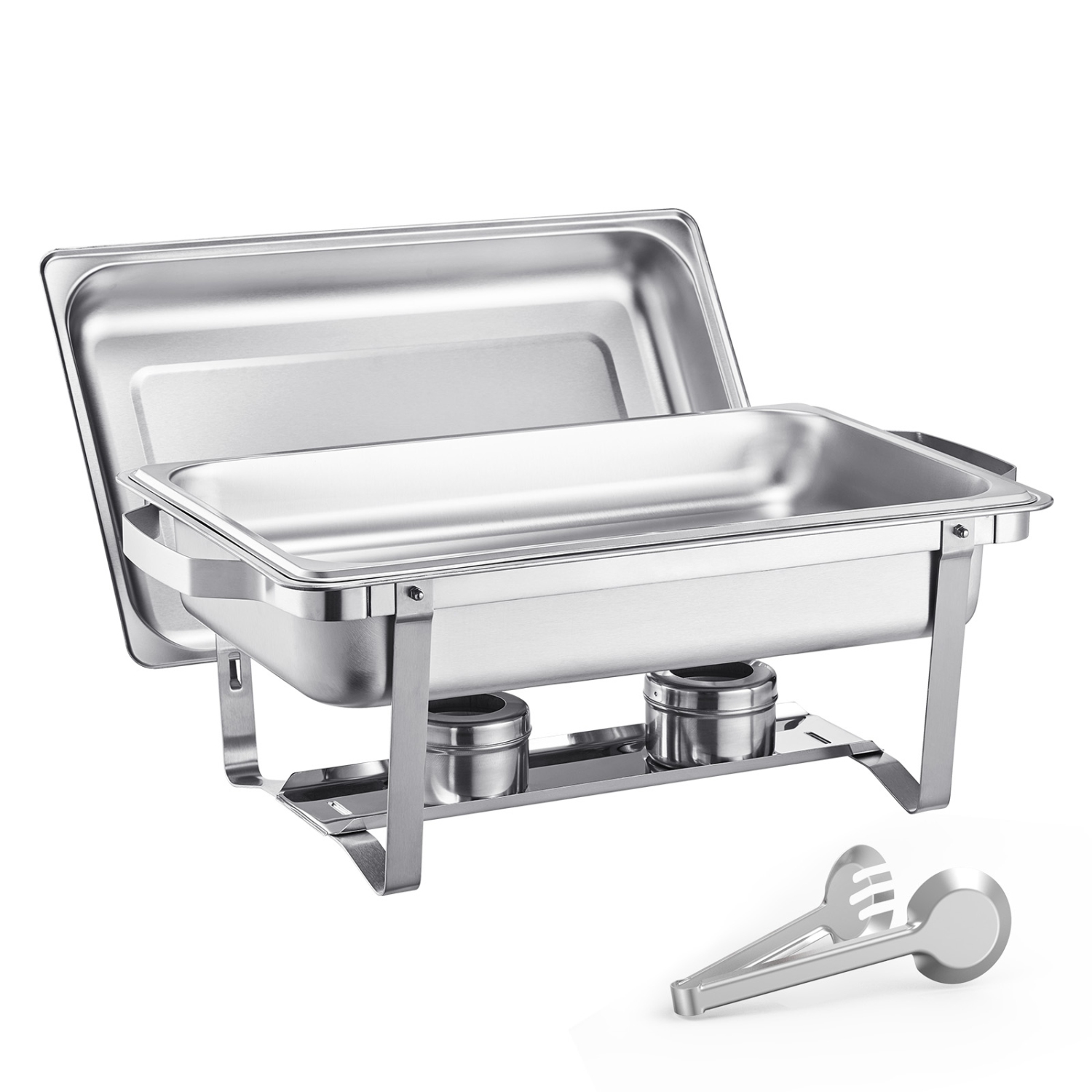 VEVOR 8 Qt Chafing Dish Buffet Set, 4 Pack, Stainless Steel Chafer with 4 Full Size Pans, Rectangle Catering Warmer Server with Lid Water Pan Stand