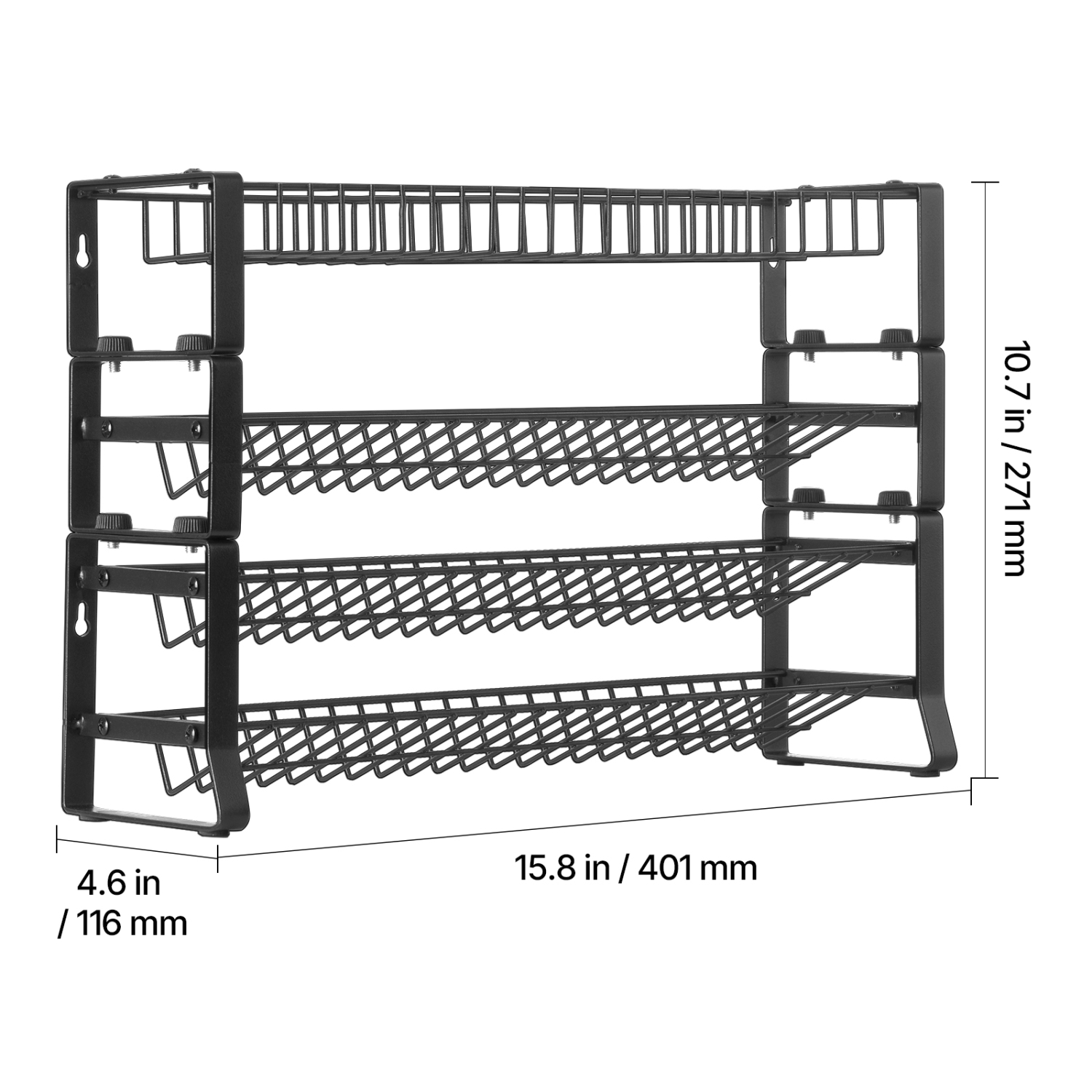 VEVOR 15.8x10.7 in Detachable Spice Rack Organizer for Cabinet, 4 Tie Stackable Seasoning Organizer, Spice Jars Kitchen Storage for Countertop