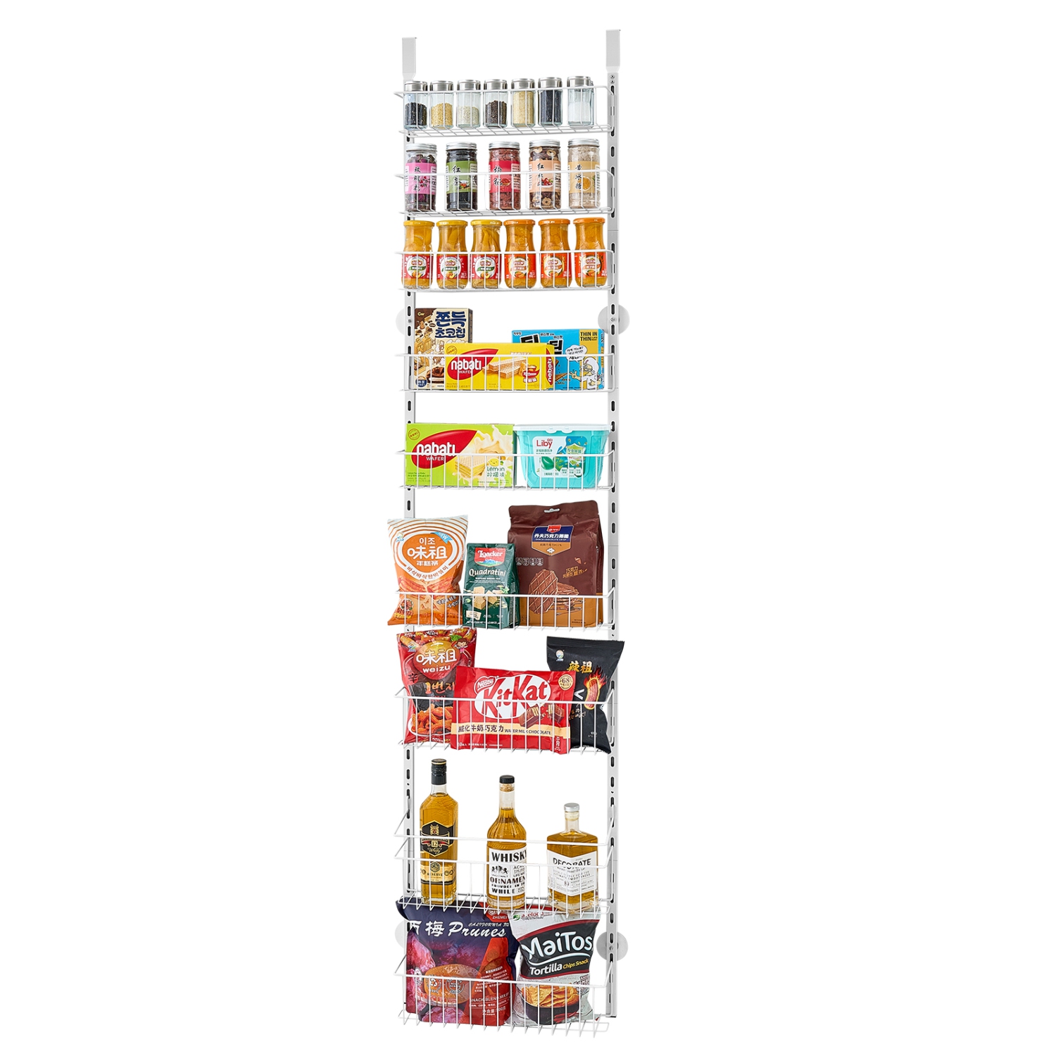 VEVOR 9-Tier Over the Door Pantry Organizer, Pantry Organization and Storage, Heavy-Duty Steel Hanging Spice Rack, Adjustable Wall Seasoning Shelves,