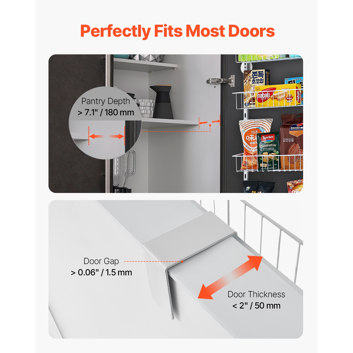 VEVOR 9-Tier Over the Door Pantry Organizer, Pantry Organization and Storage, Heavy-Duty Steel Hanging Spice Rack, Adjustable Wall Seasoning Shelves,