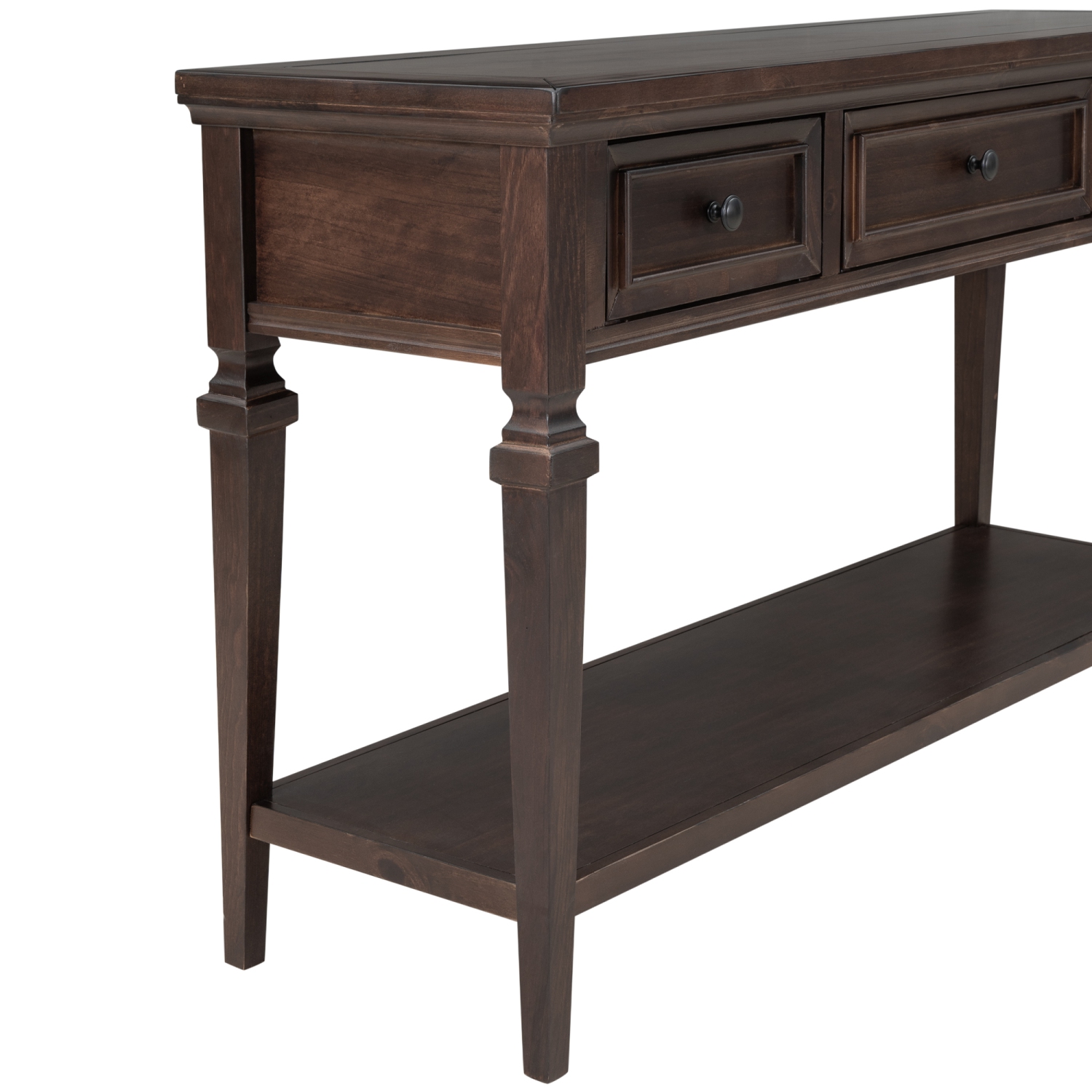 Kepooman Classic Retro Style Console Table with Three Top Drawers and Open Style Bottom Shelf for Entryway - Espresso