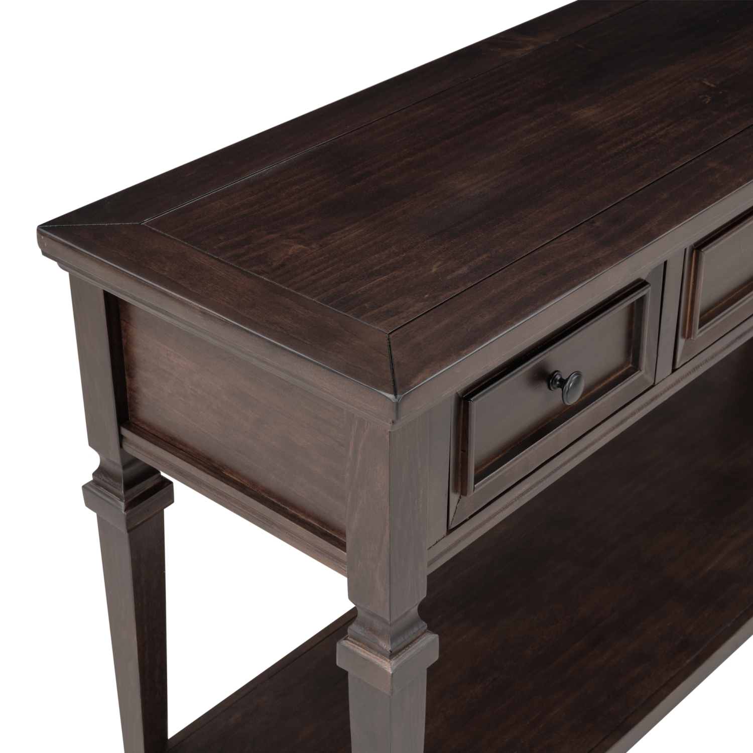 Kepooman Classic Retro Style Console Table with Three Top Drawers and Open Style Bottom Shelf for Entryway - Espresso