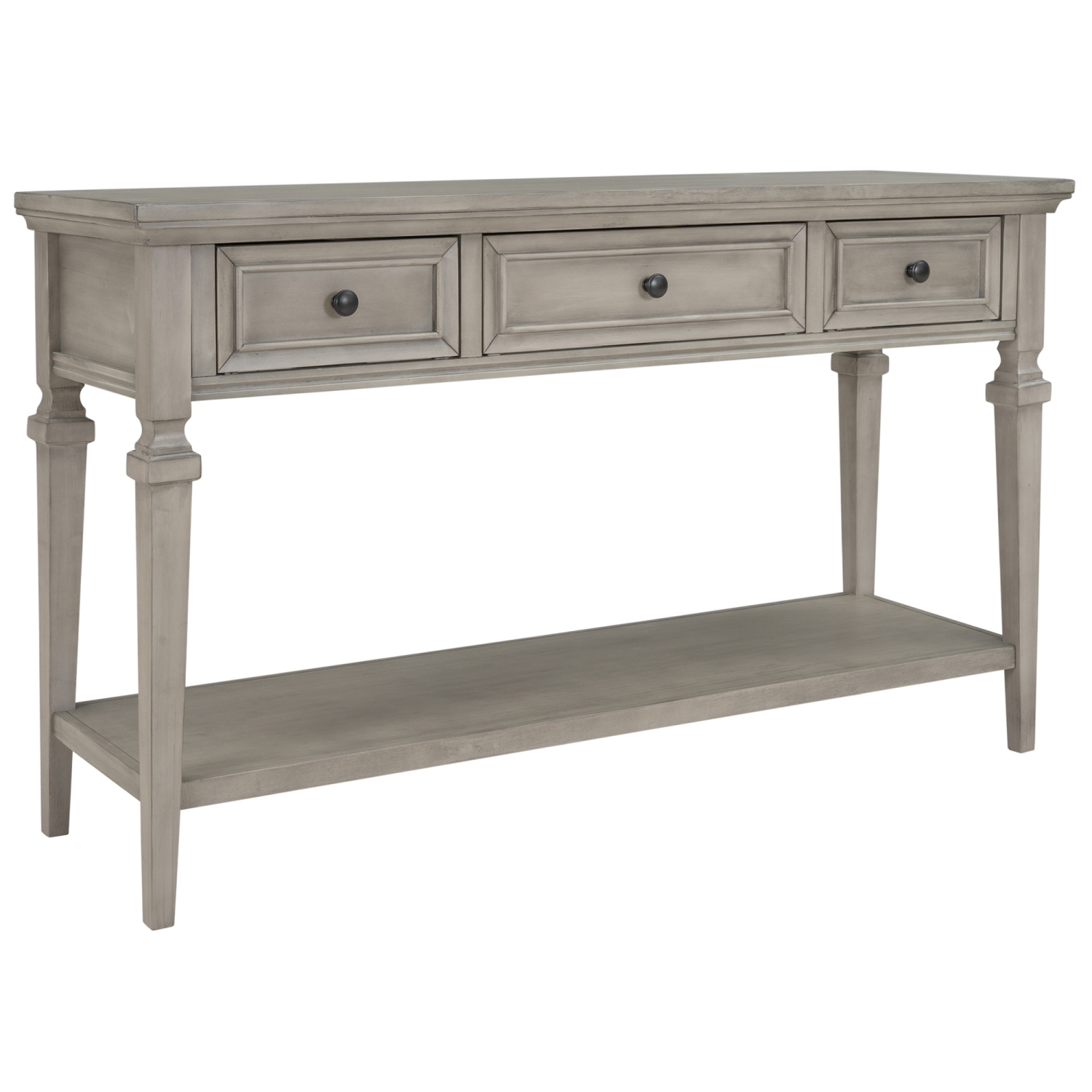 Kepooman Classic Retro Style Console Table with Three Top Drawers and Open Style Bottom Shelf for Entryway - Gray
