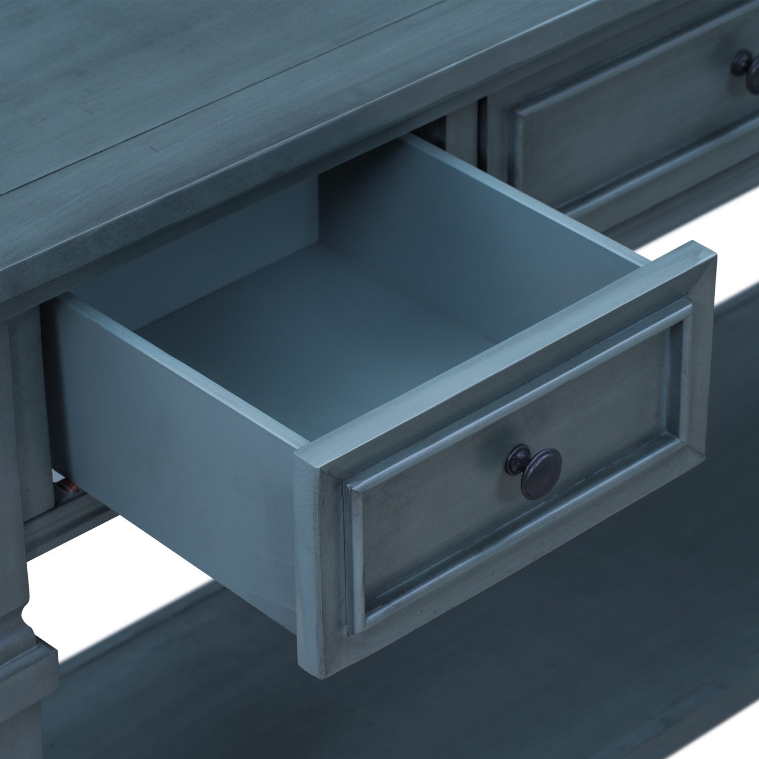 Kepooman Classic Retro Style Console Table with Three Top Drawers and Open Style Bottom Shelf for Entryway - Navy