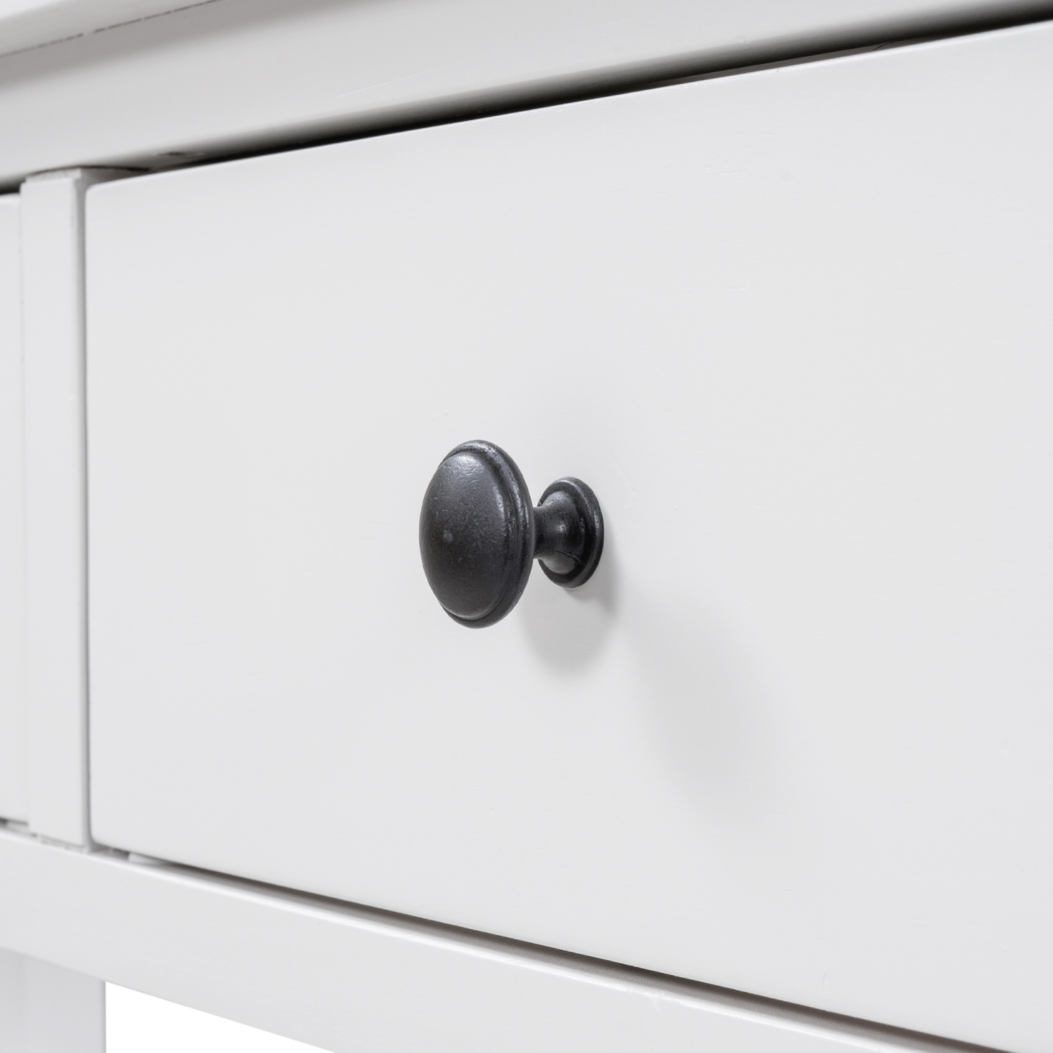 Kepooman Retro Design Console Table with Two Open Shelves, Pine Solid Wood Frame and Legs for Living Room - White