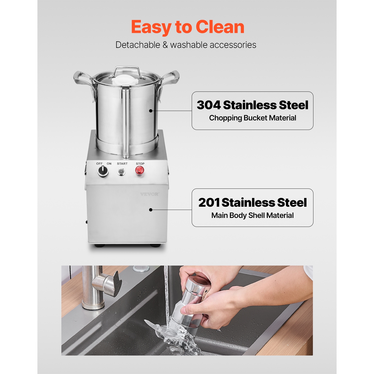 VEVOR Food Processor & Vegetable Chopper, 4.3 Quart Food-Grade Stainless Steel Food Processor Chopper with 2 Extra S-Curve Blades, Ideal for Chopping