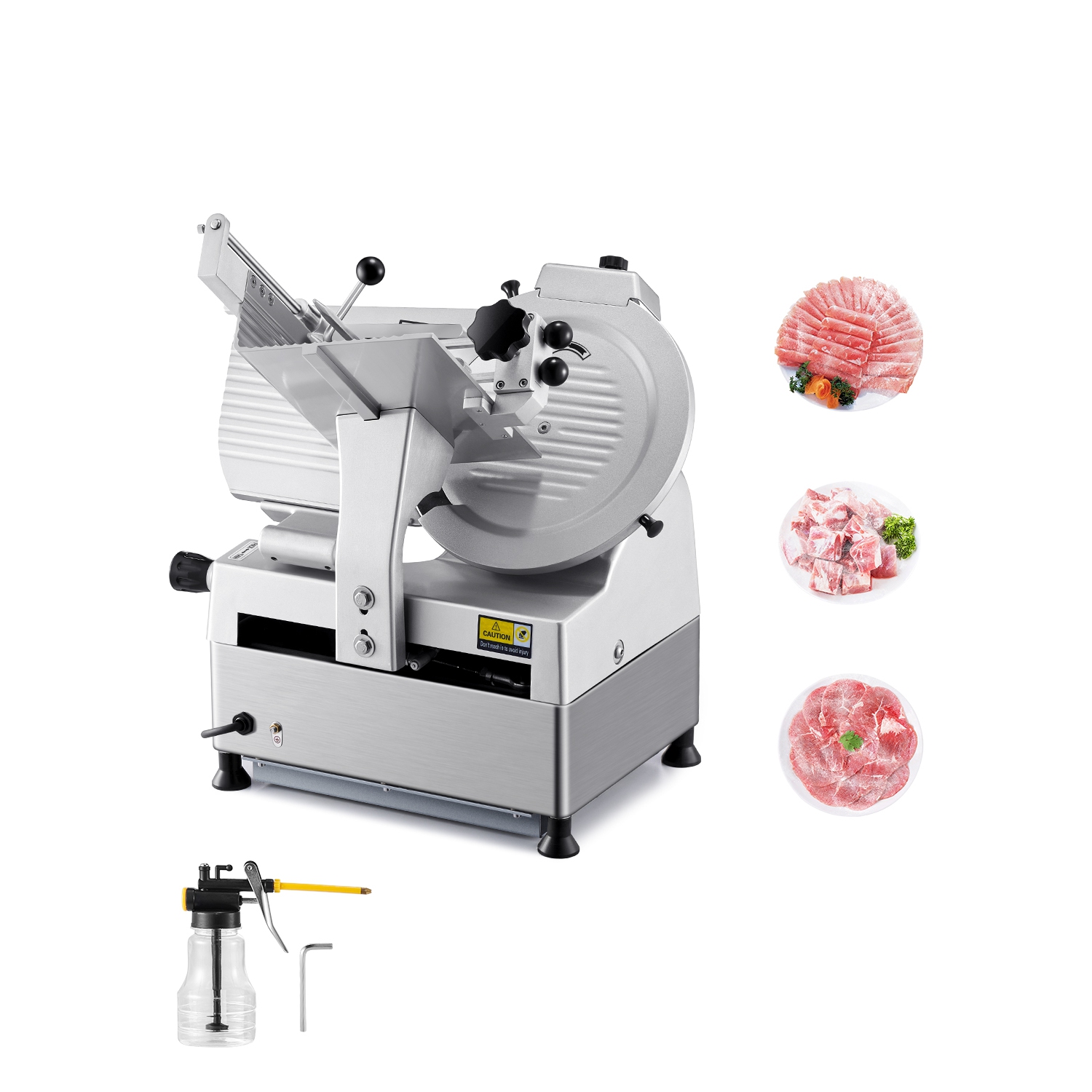 Trancheuse à viande automatique VEVOR, trancheuse à charcuterie 180&nbsp;W + 370&nbsp;W avec lame de qualité supérieure 12&nbsp;po 65Mn, épaisseur