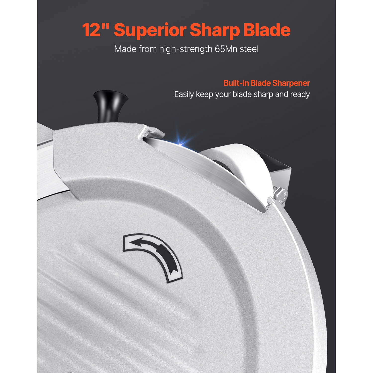 Trancheuse à viande automatique VEVOR, trancheuse à charcuterie 180&nbsp;W + 370&nbsp;W avec lame de qualité supérieure 12&nbsp;po 65Mn, épaisseur