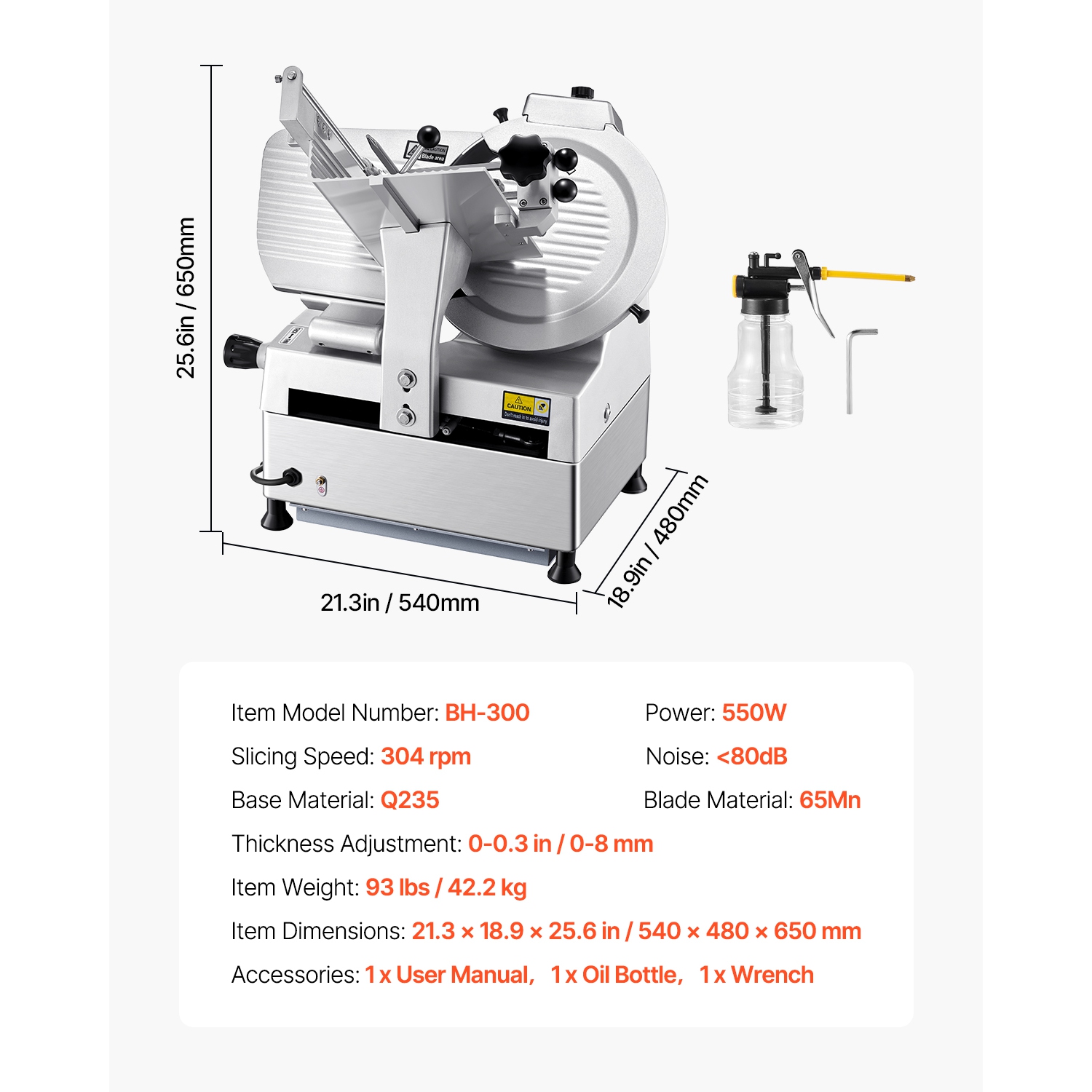 Trancheuse à viande automatique VEVOR, trancheuse à charcuterie 180&nbsp;W + 370&nbsp;W avec lame de qualité supérieure 12&nbsp;po 65Mn, épaisseur