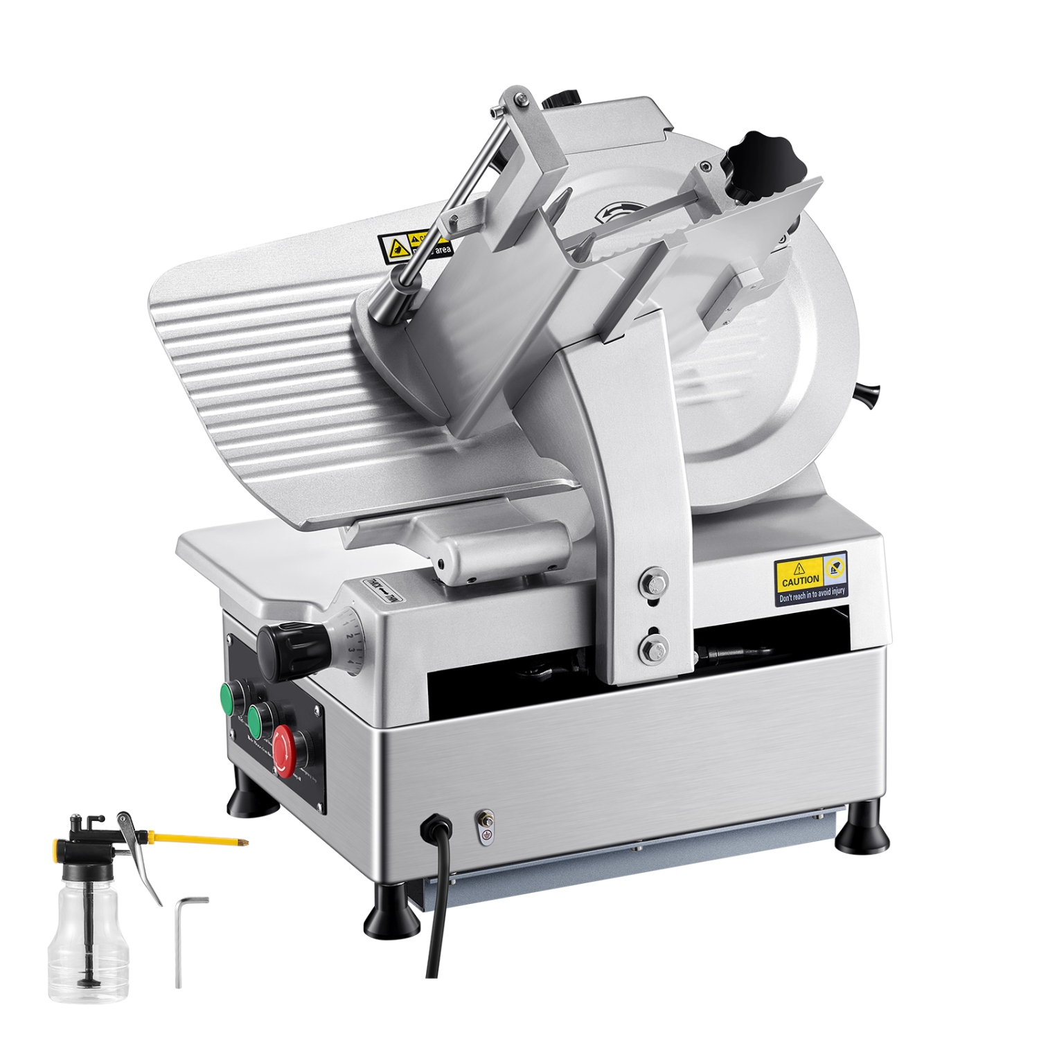 Trancheuse à viande automatique VEVOR, trancheuse à charcuterie 180&nbsp;W + 370&nbsp;W avec lame de qualité supérieure 12&nbsp;po 65Mn, épaisseur