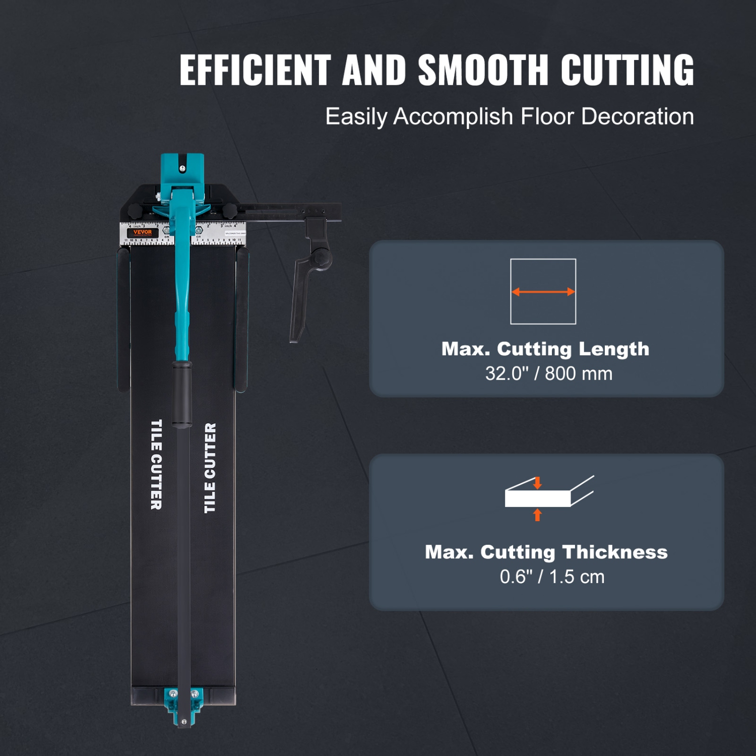 VEVOR 32 inch Manual Tile Cutter, Porcelain Ceramic Tile Cutter with Tungsten Carbide Cutting Wheel, Infrared Positioning, Anti-Skid Feet, Durable