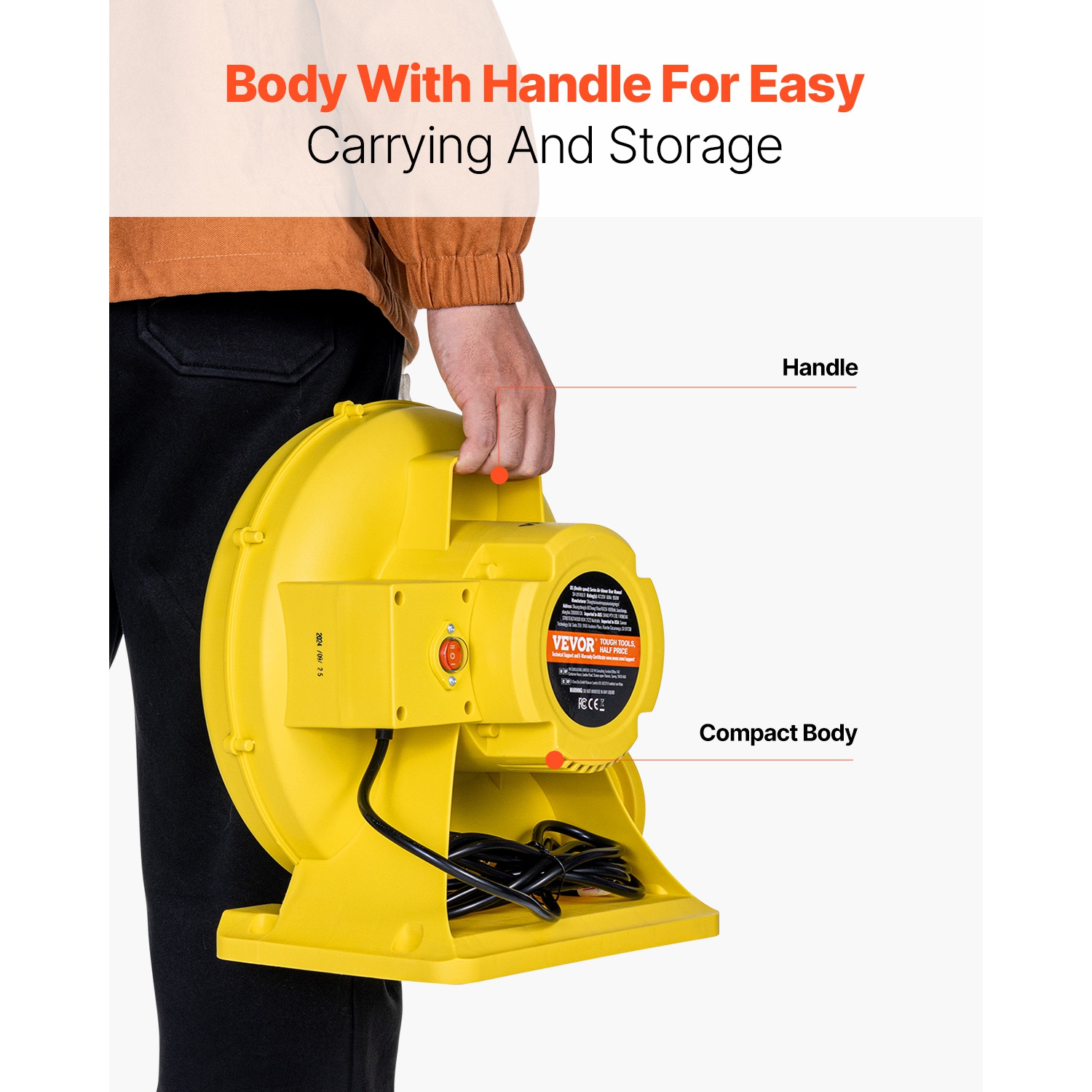 VEVOR 680&750W Inflatable Blower, 1.0HP Bounce House Blower, Pump Commercial Air Blower for Inflatables, 3400RPM Bouncy Castle Electric Air Blower