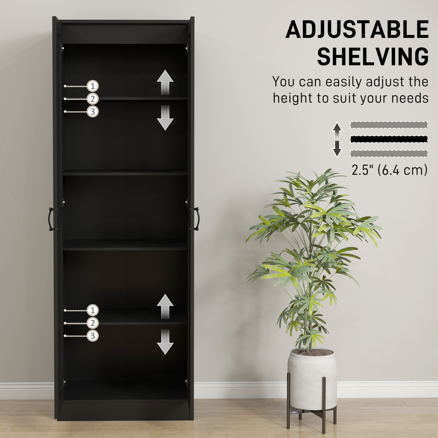 HOMCOM 69" Pantry Cabinet with Storage, Kitchen Pantry Storage Cabinet with Soft Close Doors and Adjustable Shelves, Black