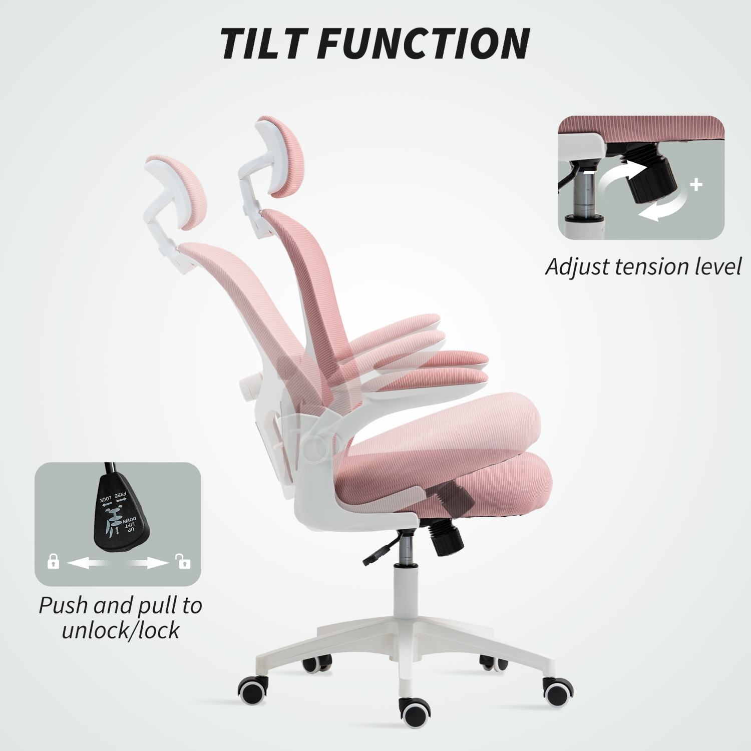 Fauteuil de bureau ergonomique à dossier haut de Vinsetto avec appuie-tête réglable, fauteuil de bureau en filet avec accoudoir rabattable, support